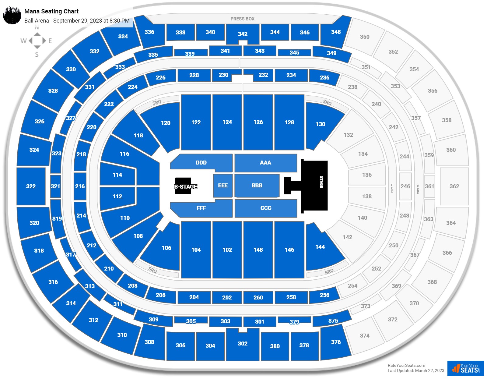 Mana seating chart Ball Arena