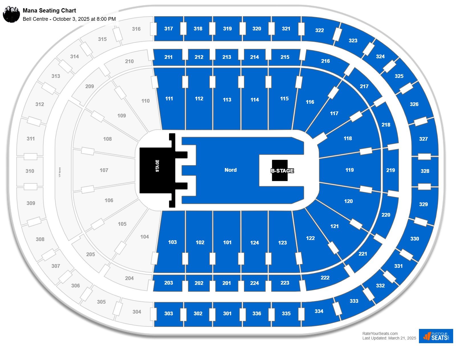 Mana seating chart Bell Centre