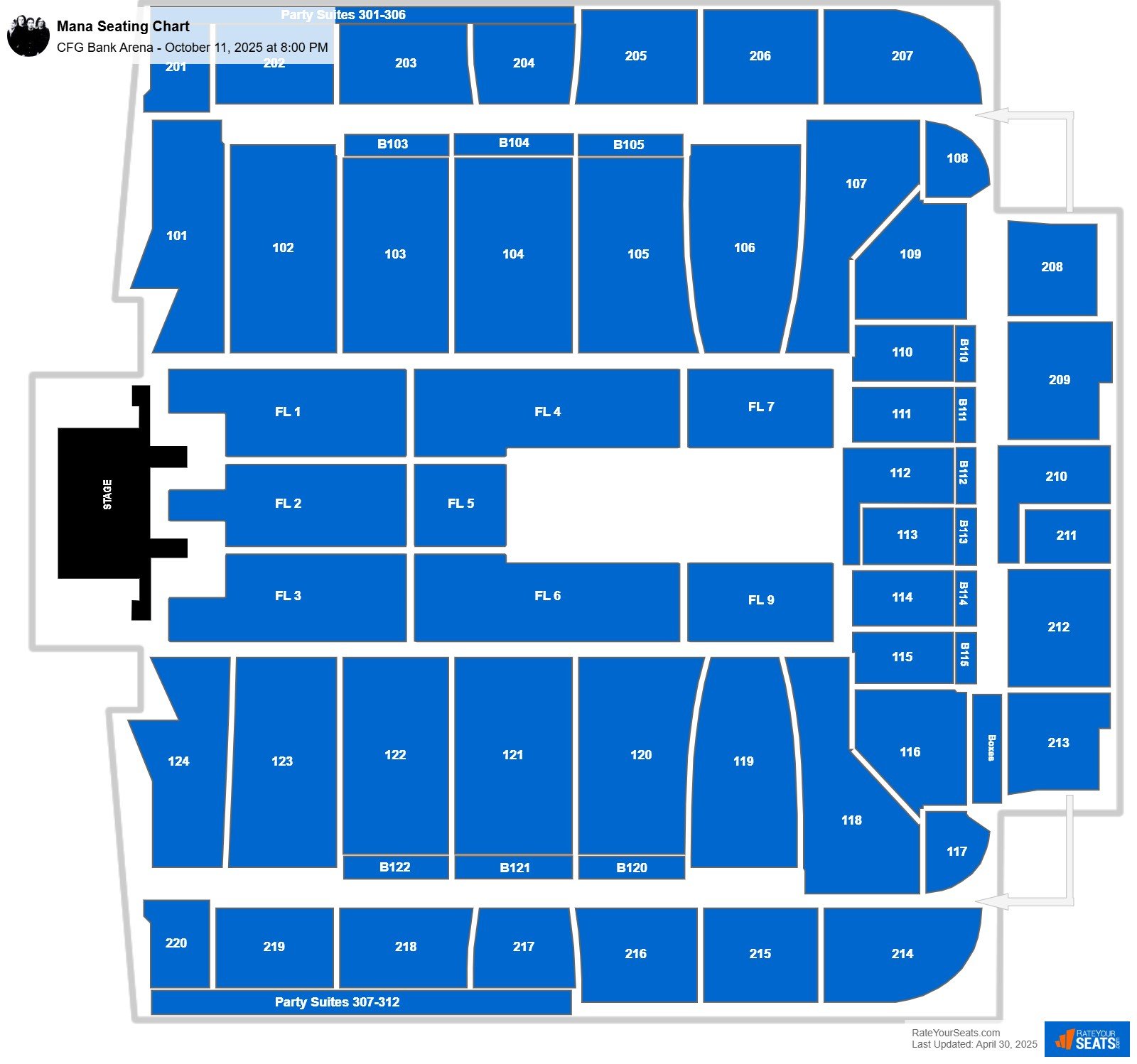 Mana seating chart CFG Bank Arena