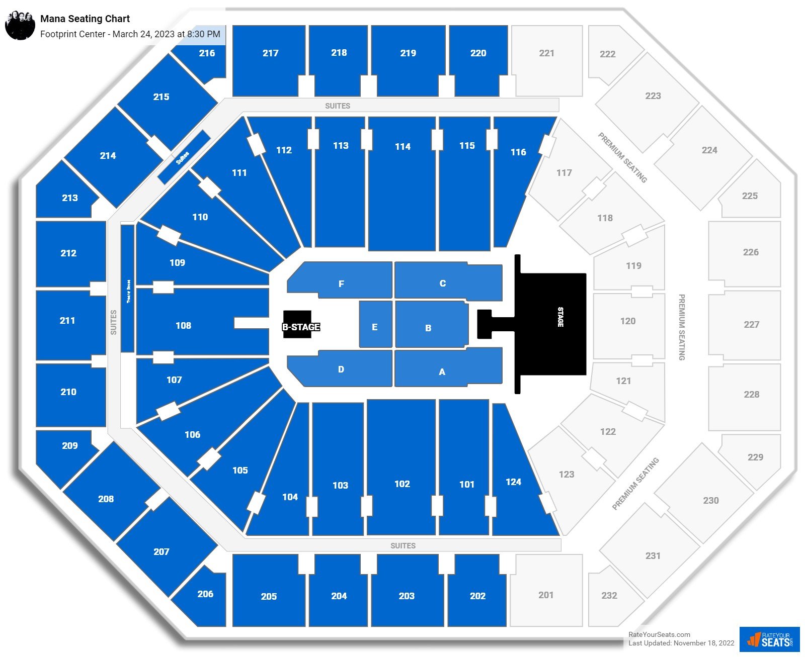 Mana seating chart Footprint Center