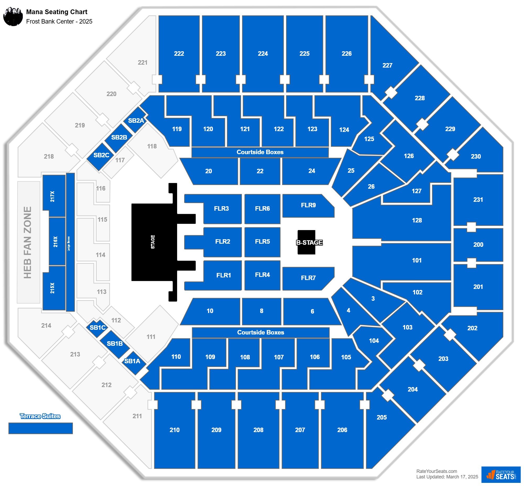 Mana seating chart Frost Bank Center