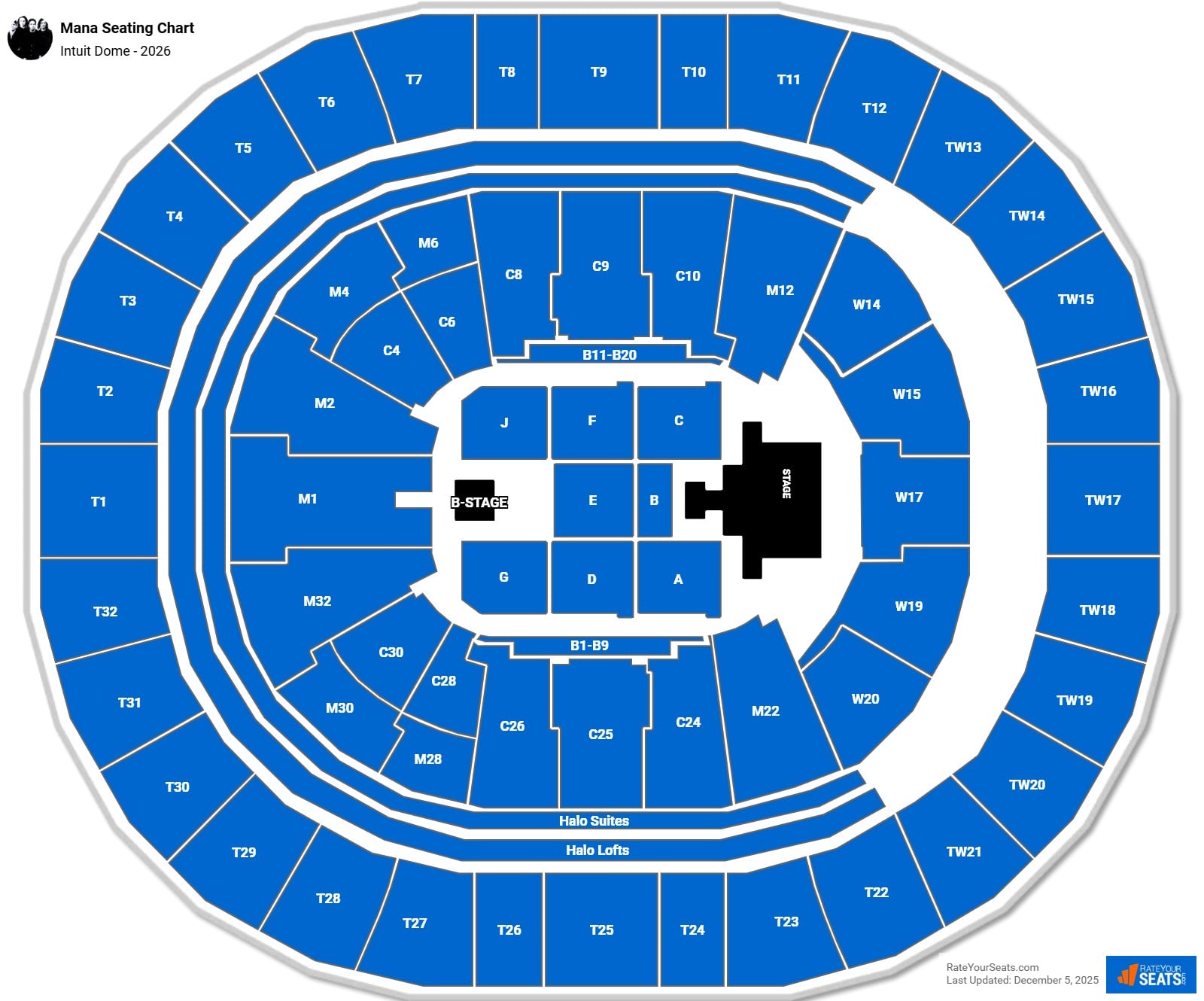 Mana seating chart Intuit Dome