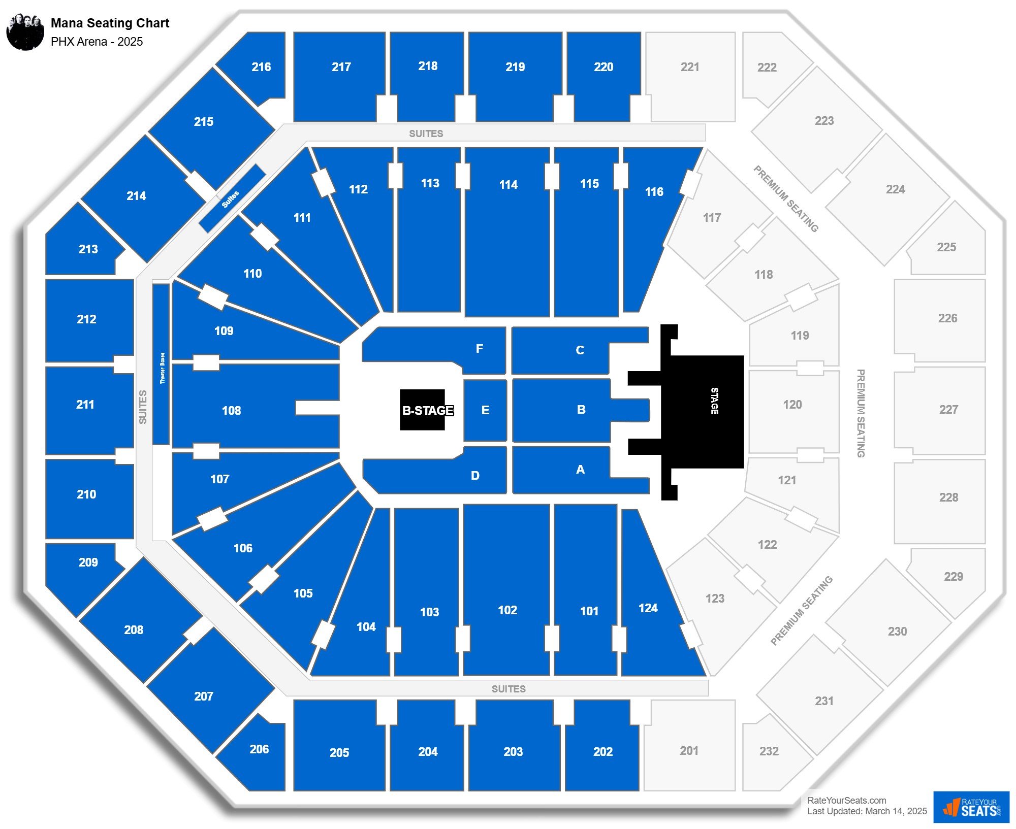 Mana seating chart PHX Arena