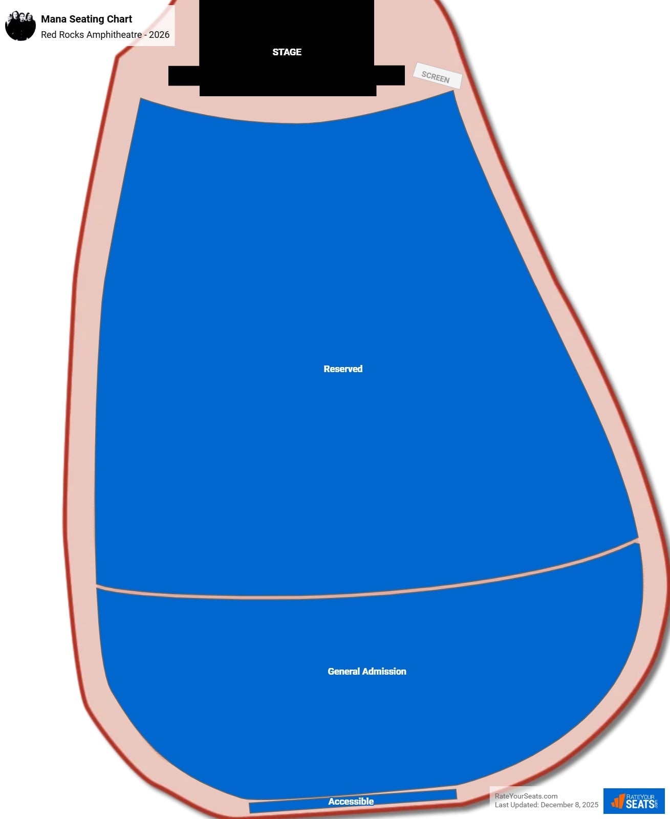 Mana seating chart Red Rocks Amphitheatre
