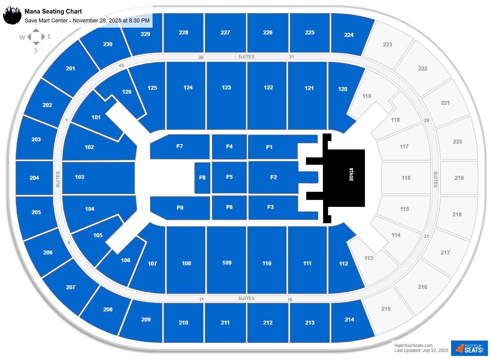 Mana seating chart Save Mart Center