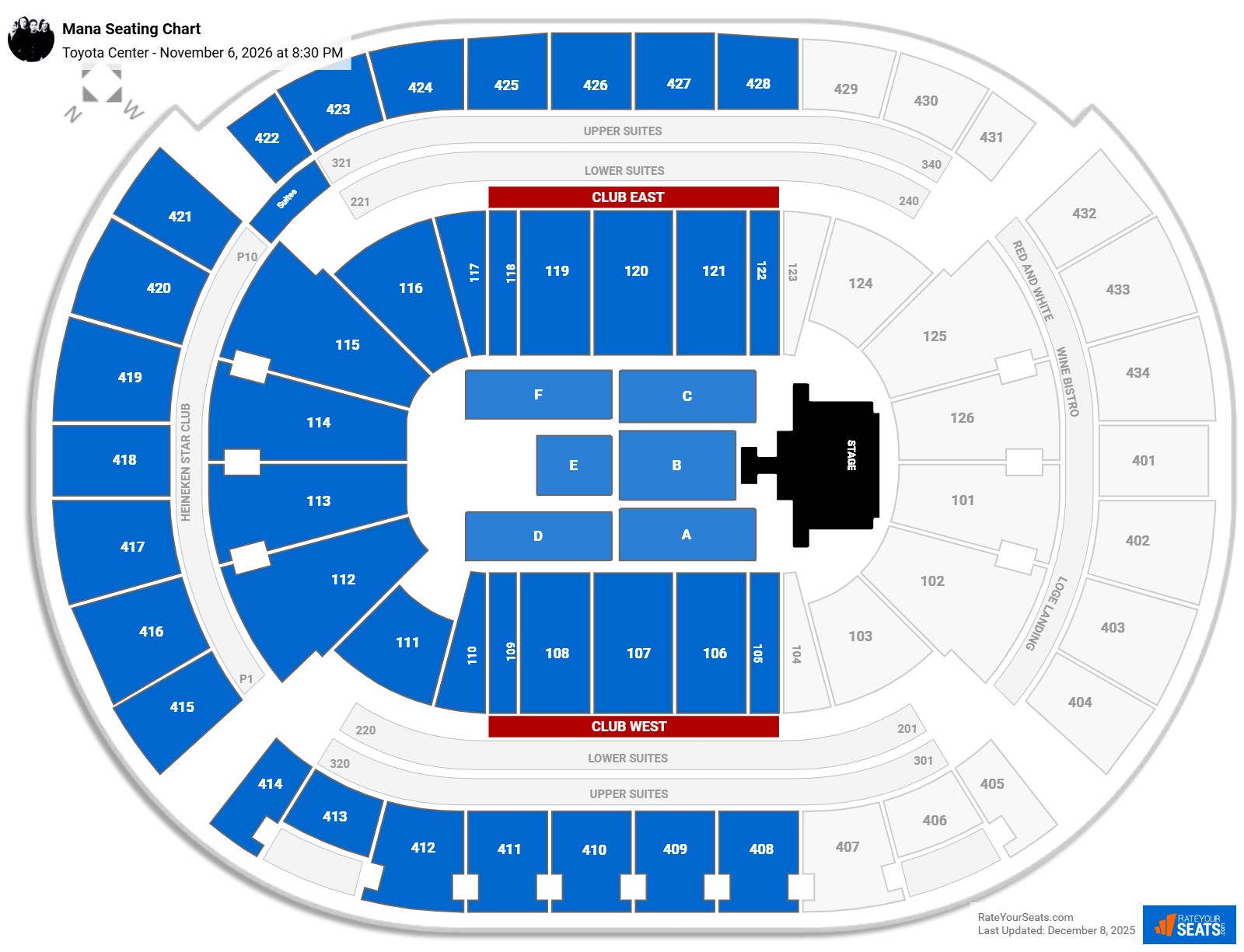 Mana seating chart Toyota Center
