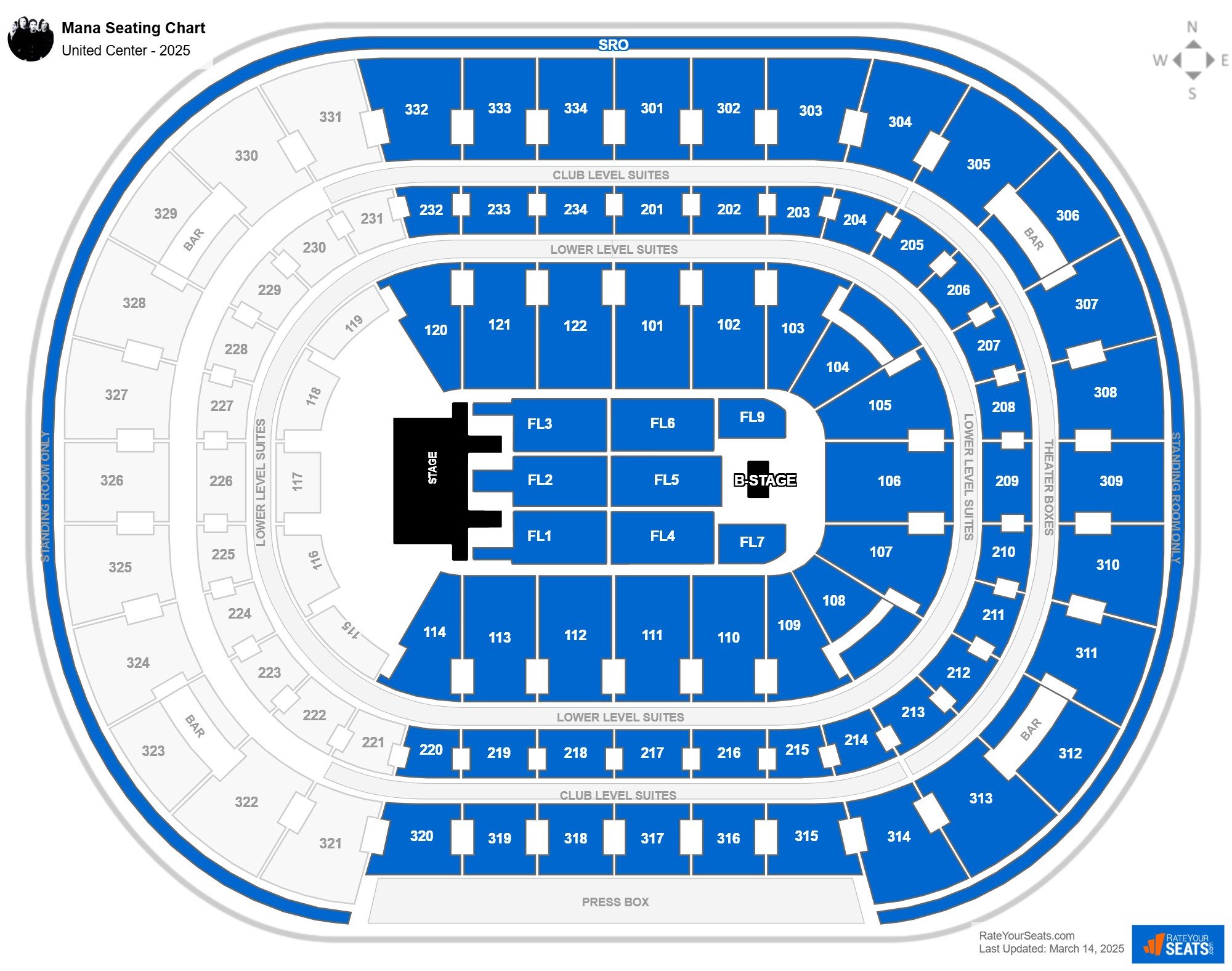 Mana seating chart United Center