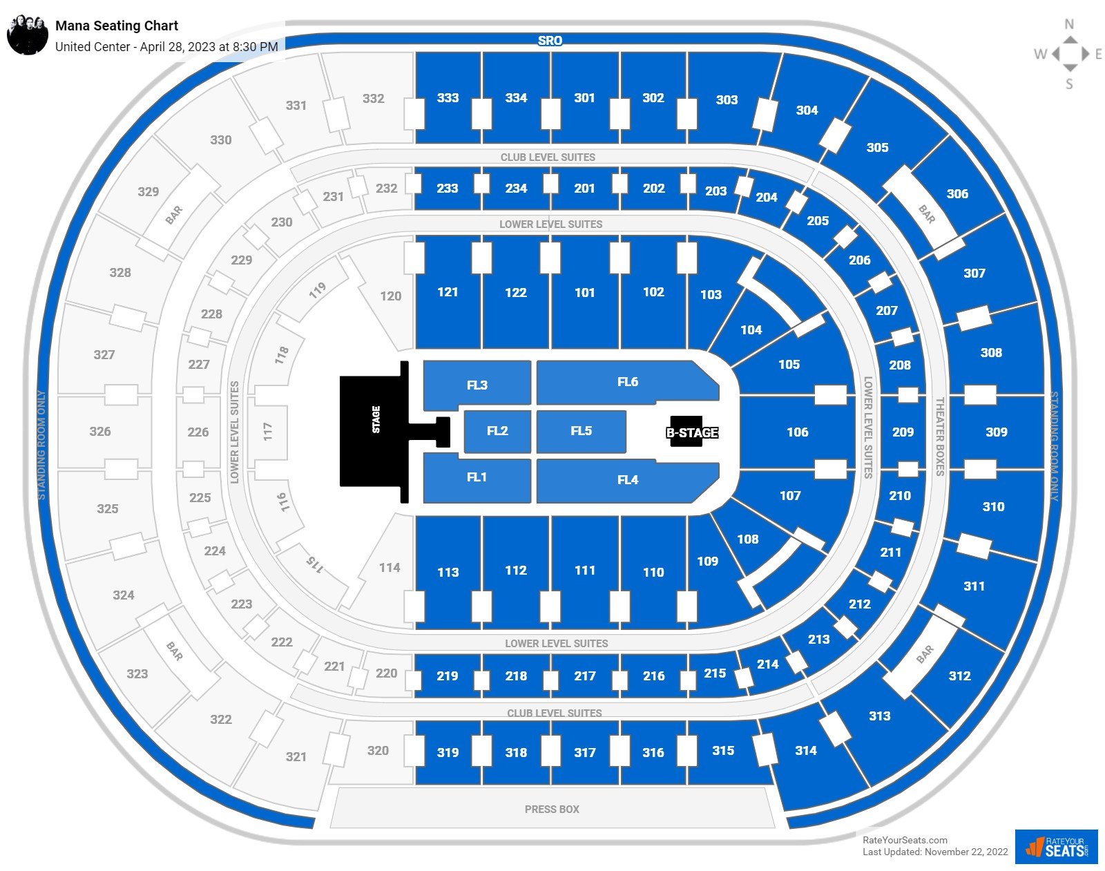 Mana seating chart United Center