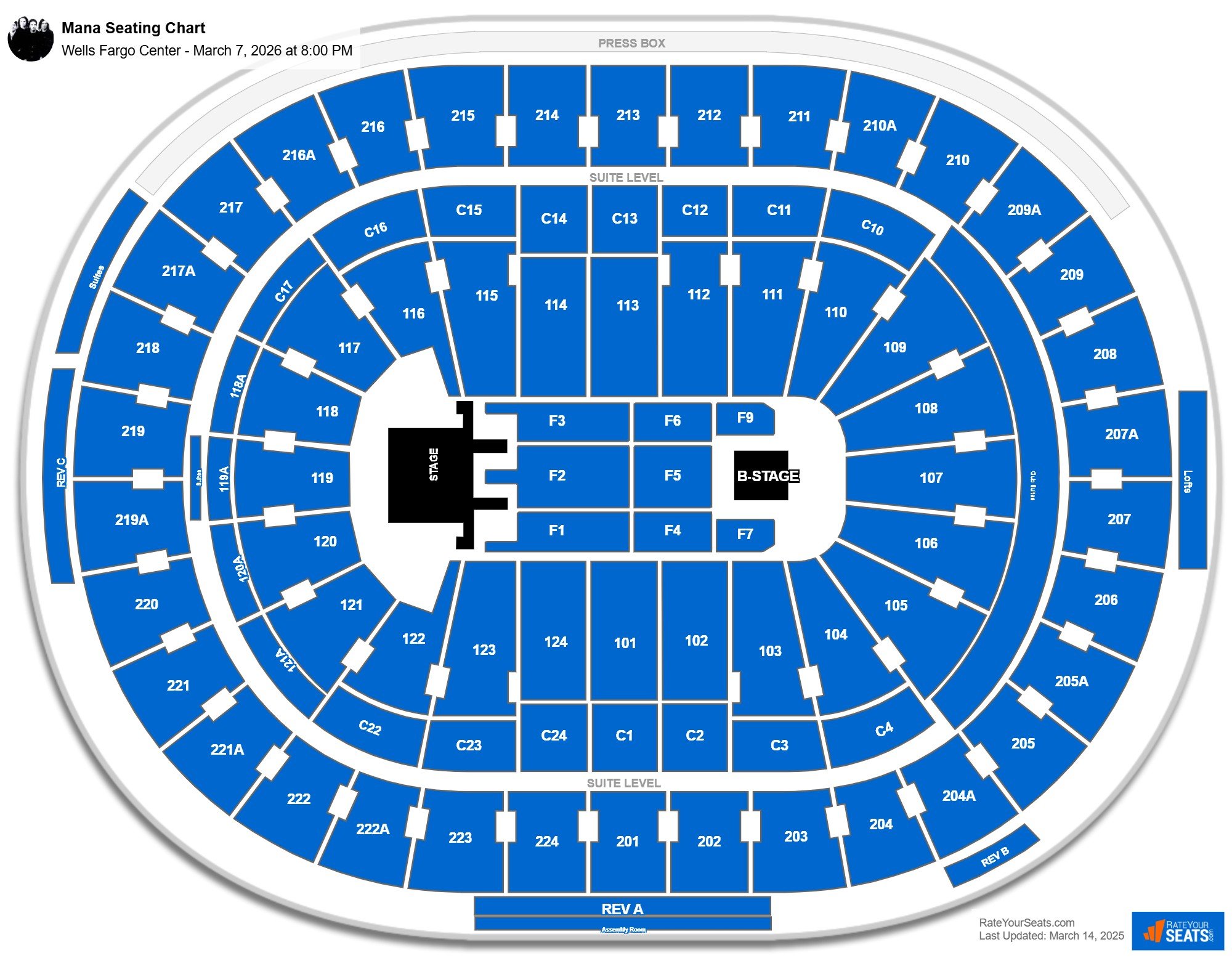 Mana seating chart Wells Fargo Center