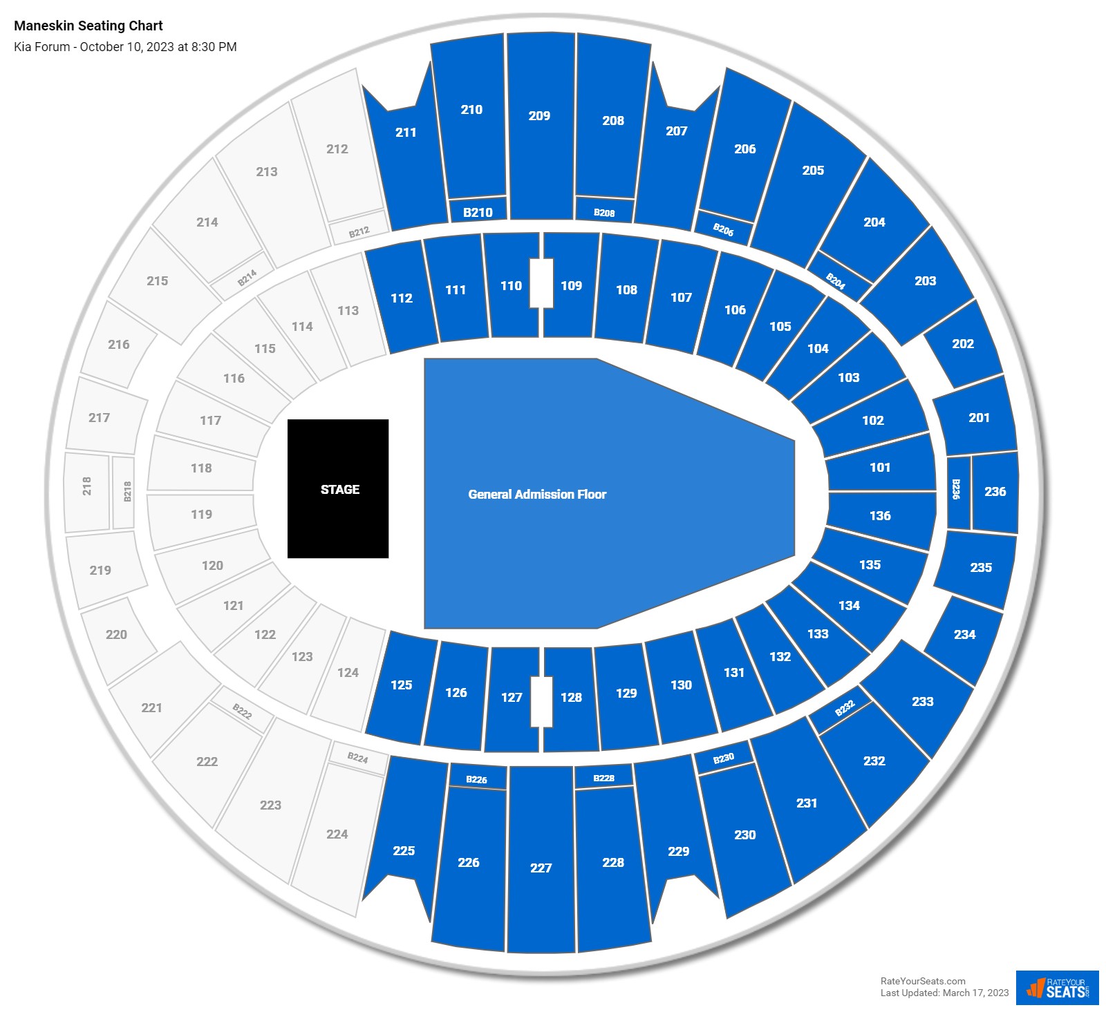 Maneskin seating chart Kia Forum