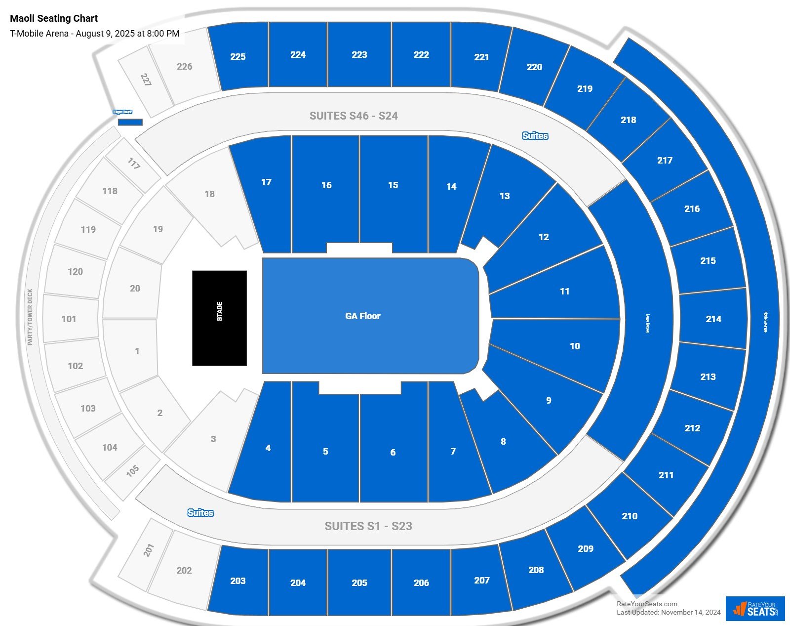 Maoli seating chart T-Mobile Arena
