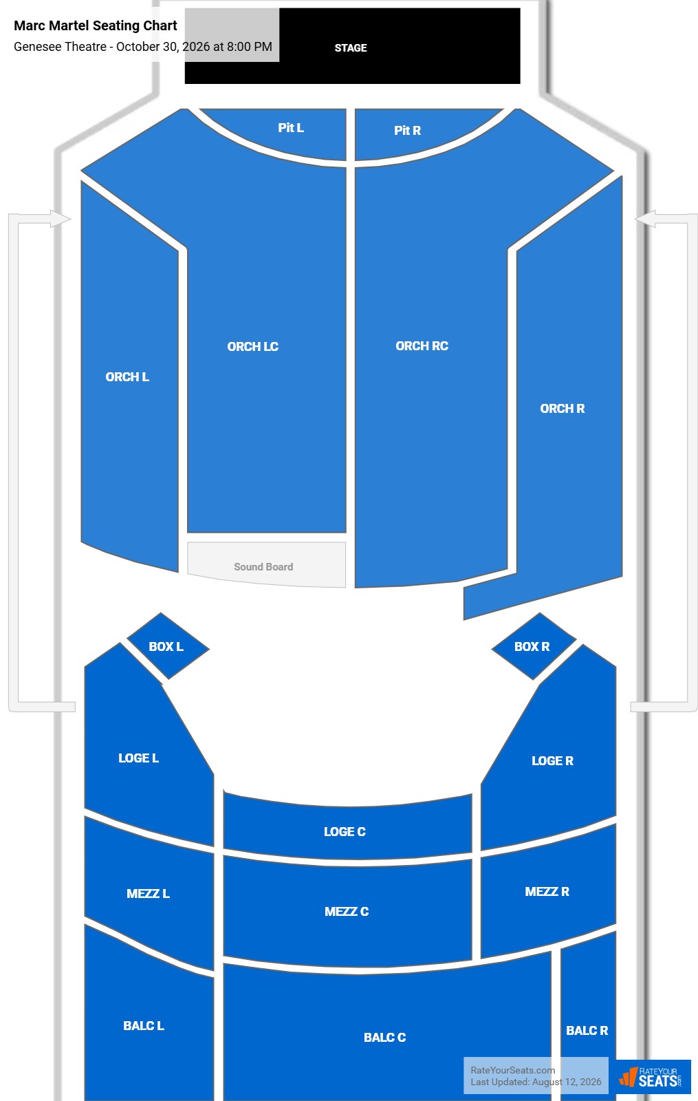 Marc Martel Seating Chart at Genesee Theatre