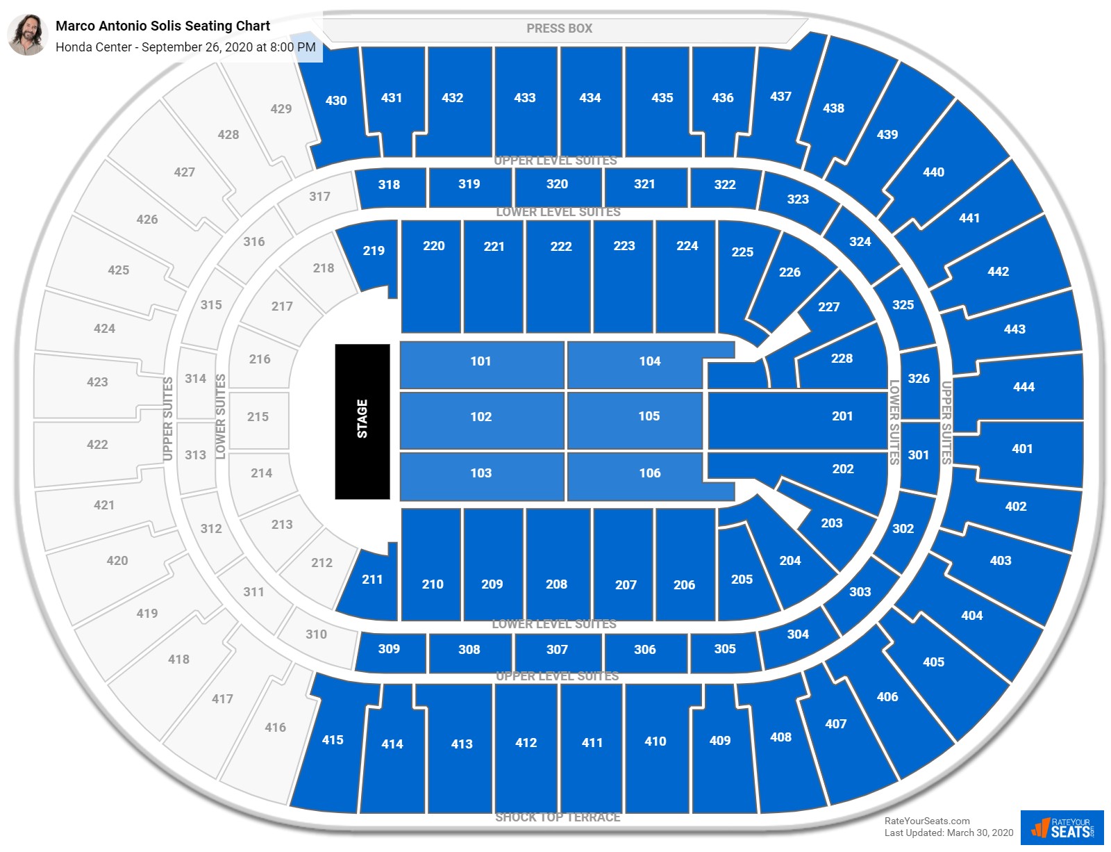 Marco Antonio Solis seating chart Honda Center