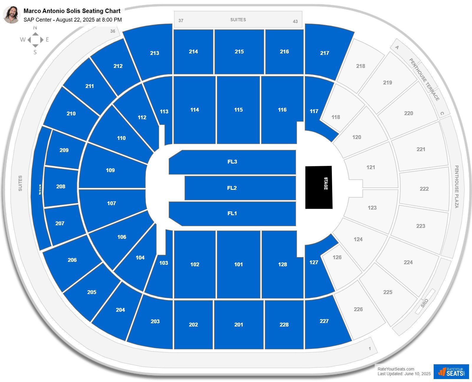 Marco Antonio Solis seating chart SAP Center
