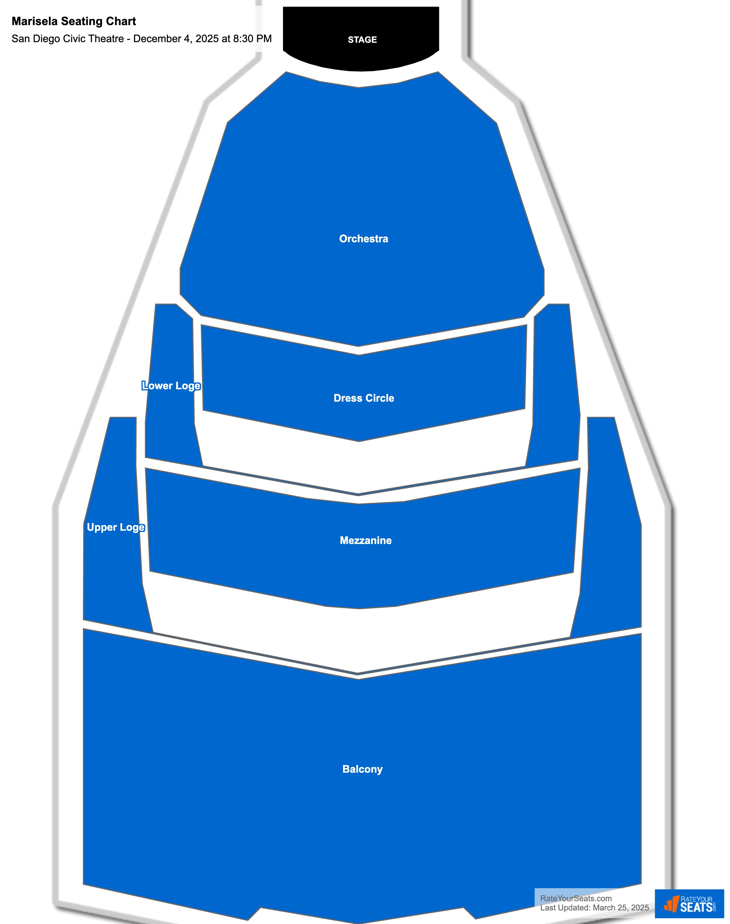 Marisela seating chart San Diego Civic Theatre