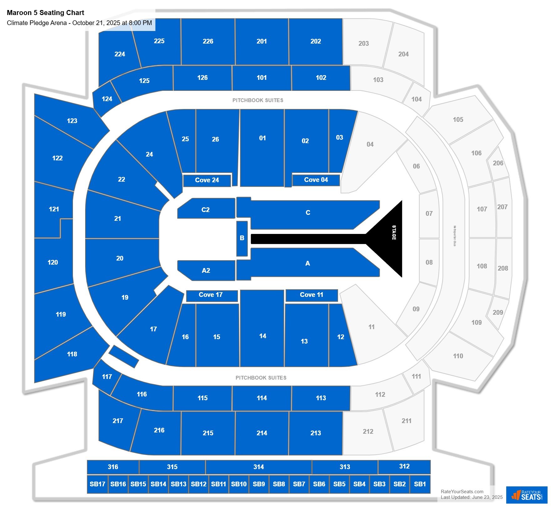 Maroon 5 seating chart Climate Pledge Arena