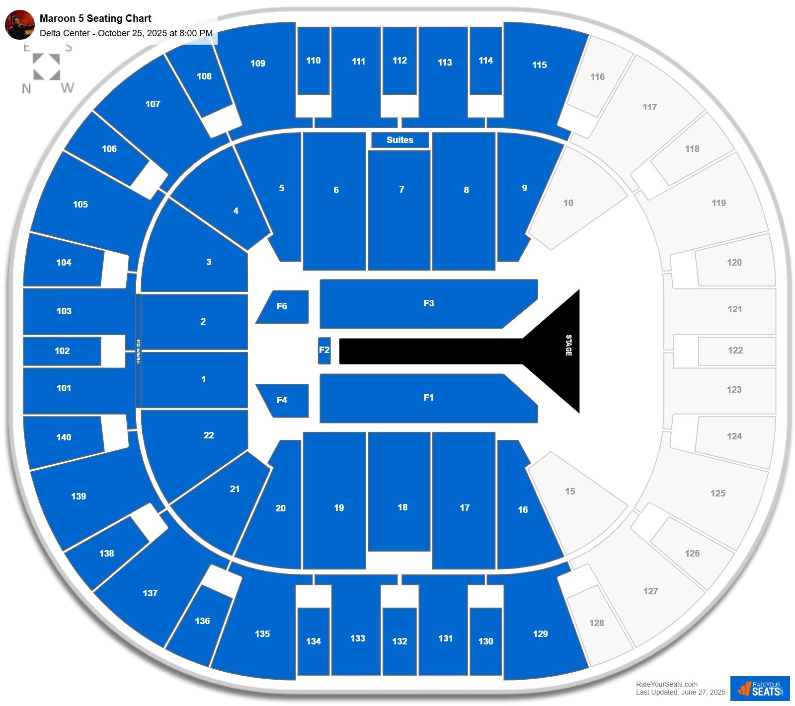Maroon 5 seating chart Delta Center