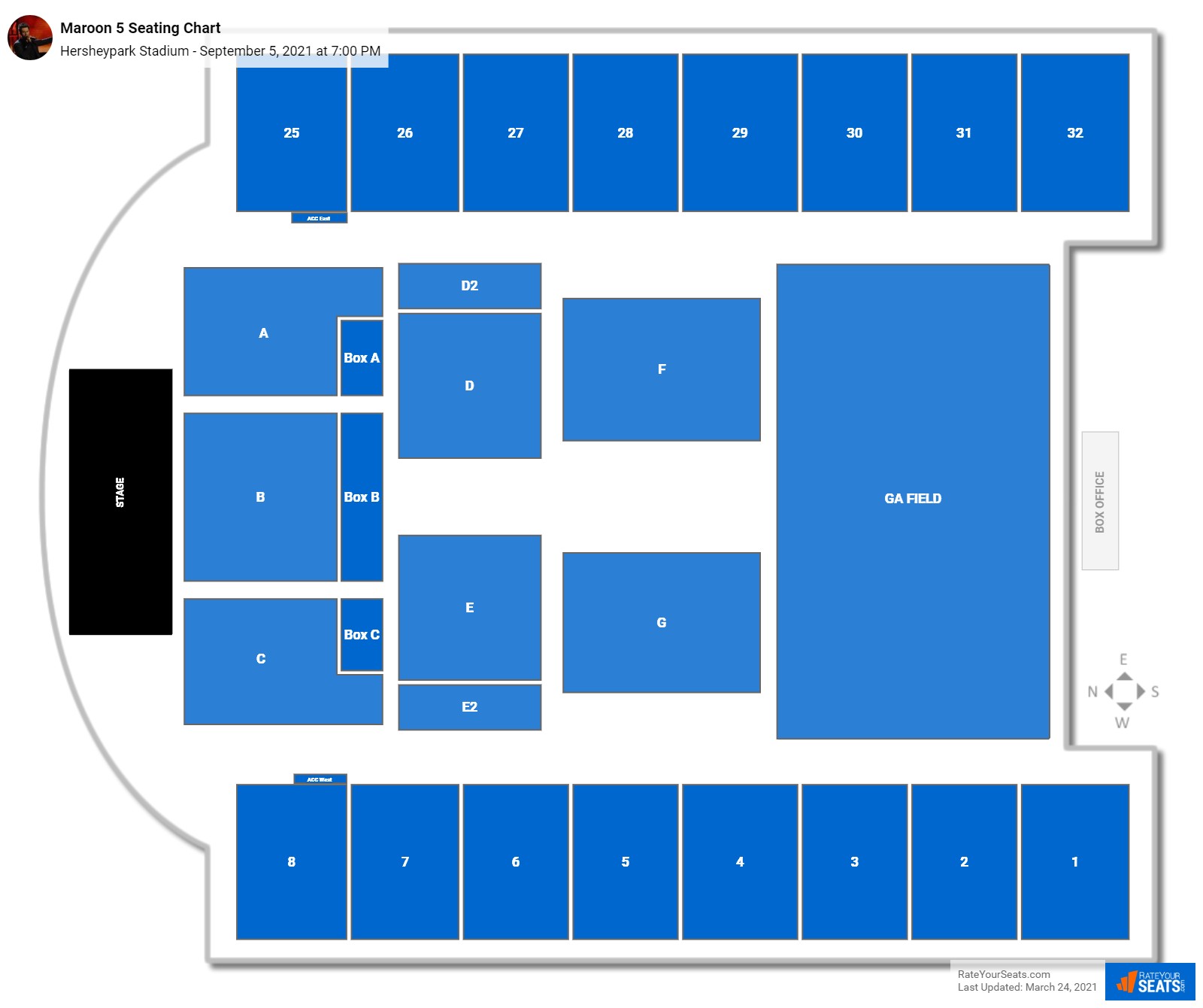 Maroon 5 seating chart Hersheypark Stadium