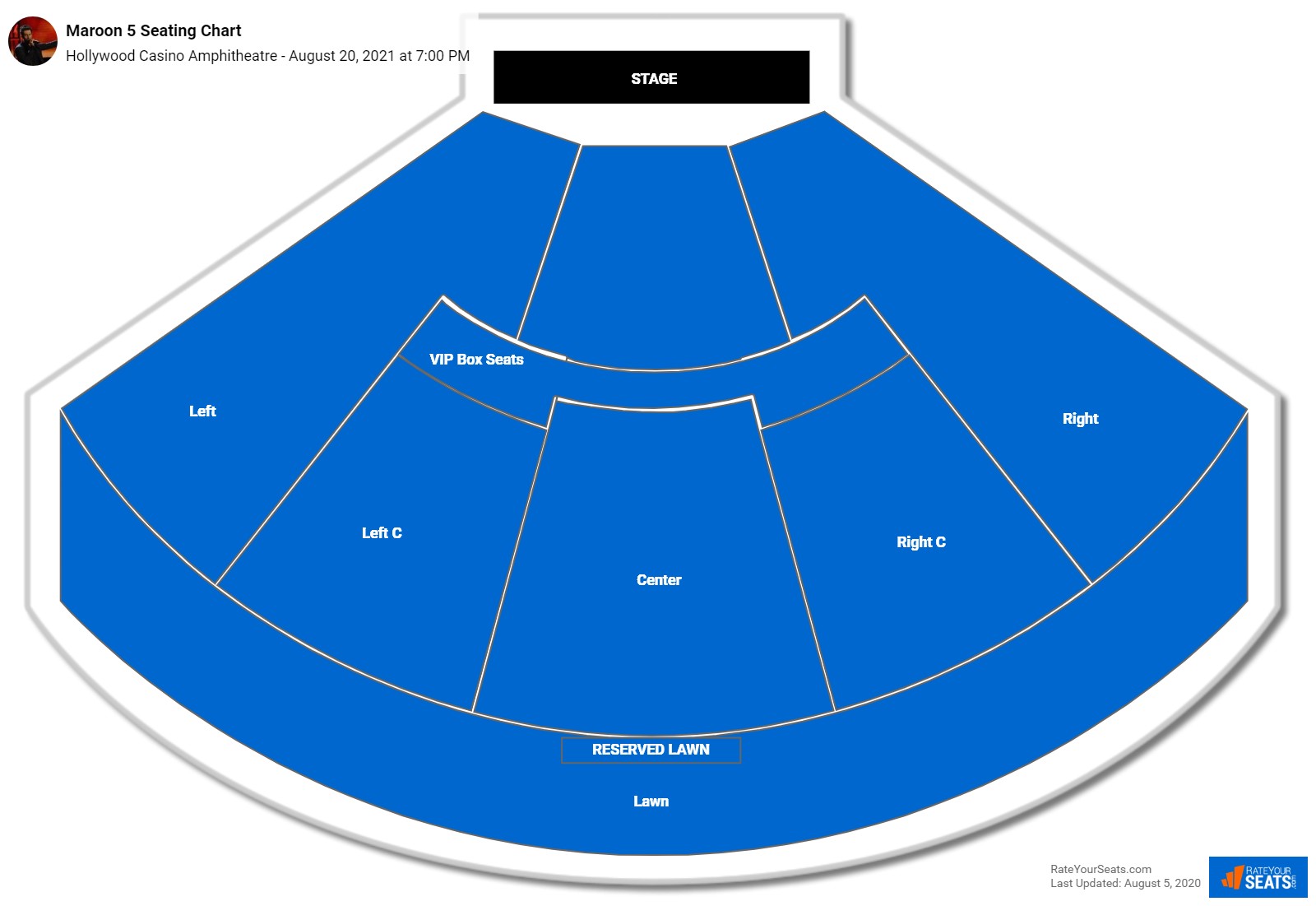 Maroon 5 seating chart Hollywood Casino Amphitheatre