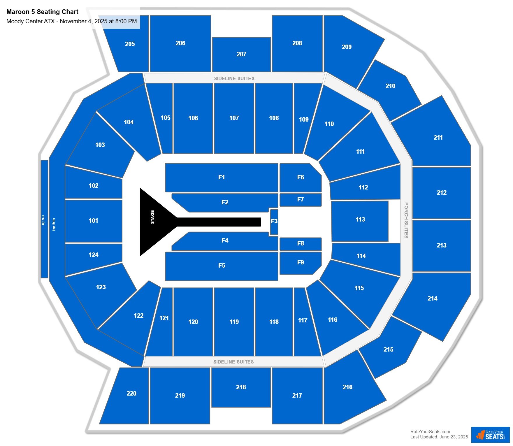 Maroon 5 seating chart Moody Center ATX
