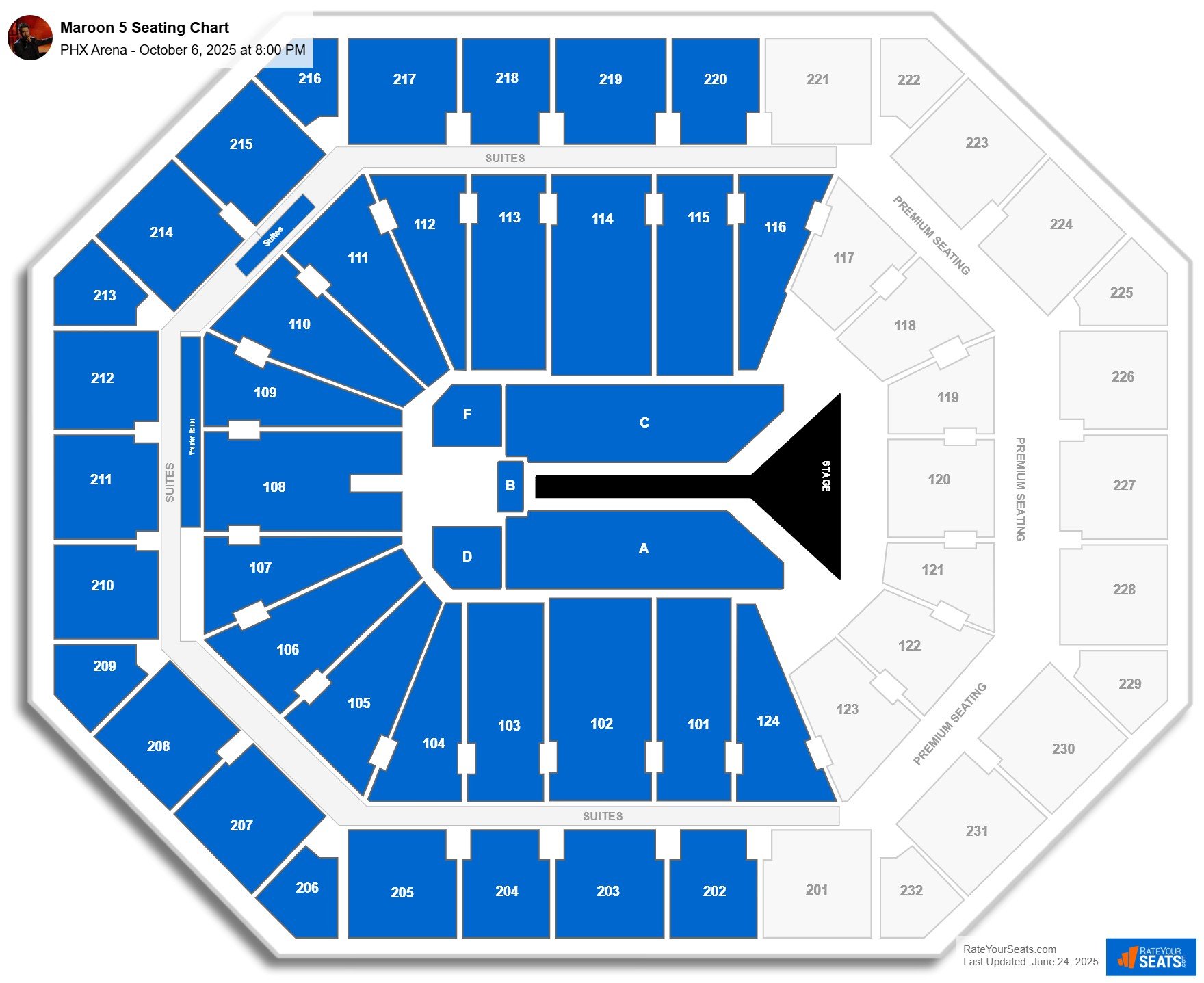 Maroon 5 seating chart PHX Arena
