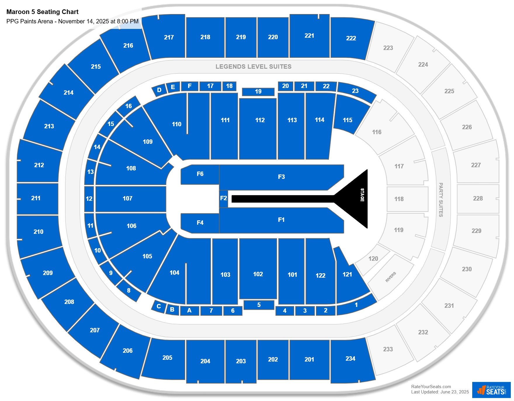 Maroon 5 seating chart PPG Paints Arena