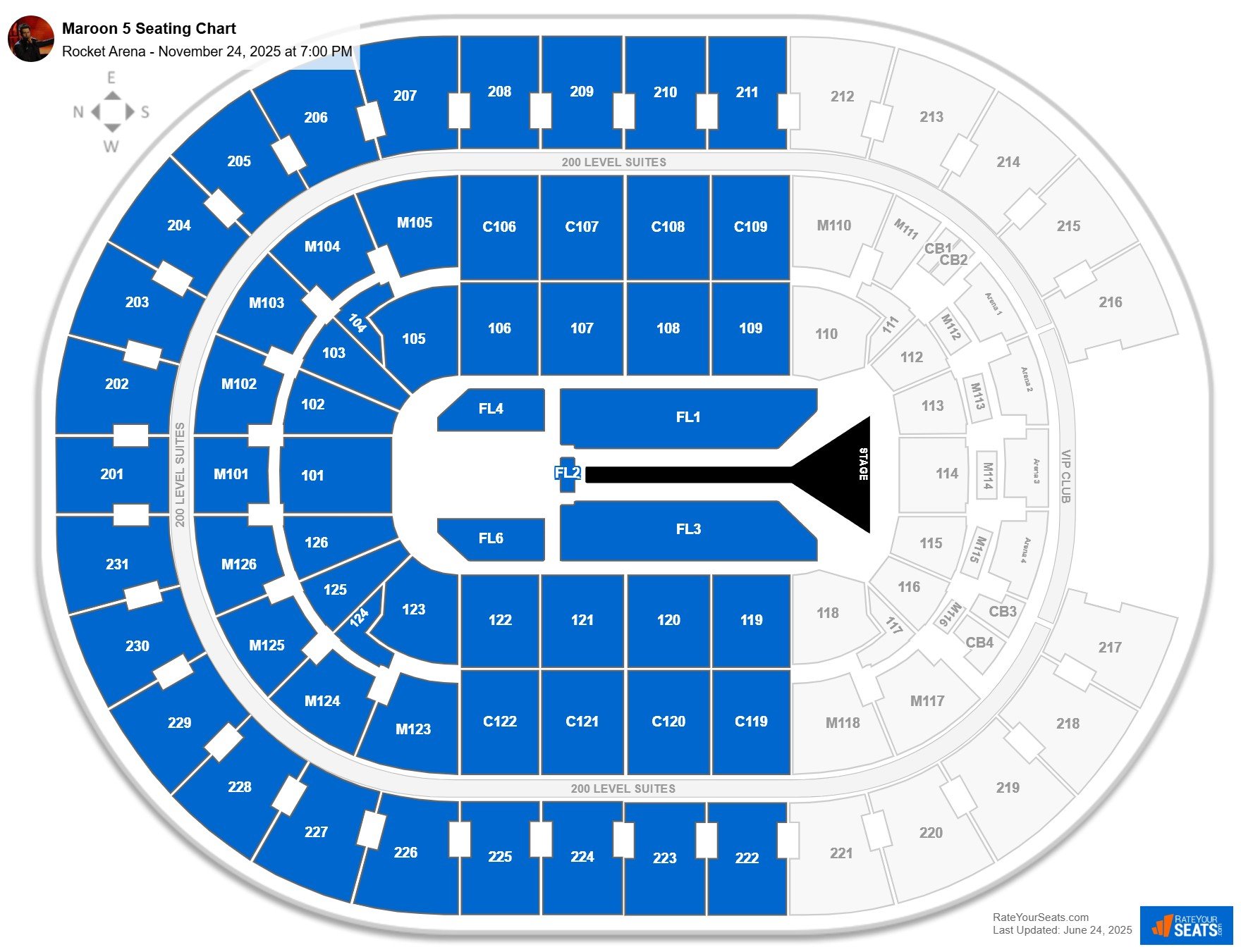 Maroon 5 seating chart Rocket Arena