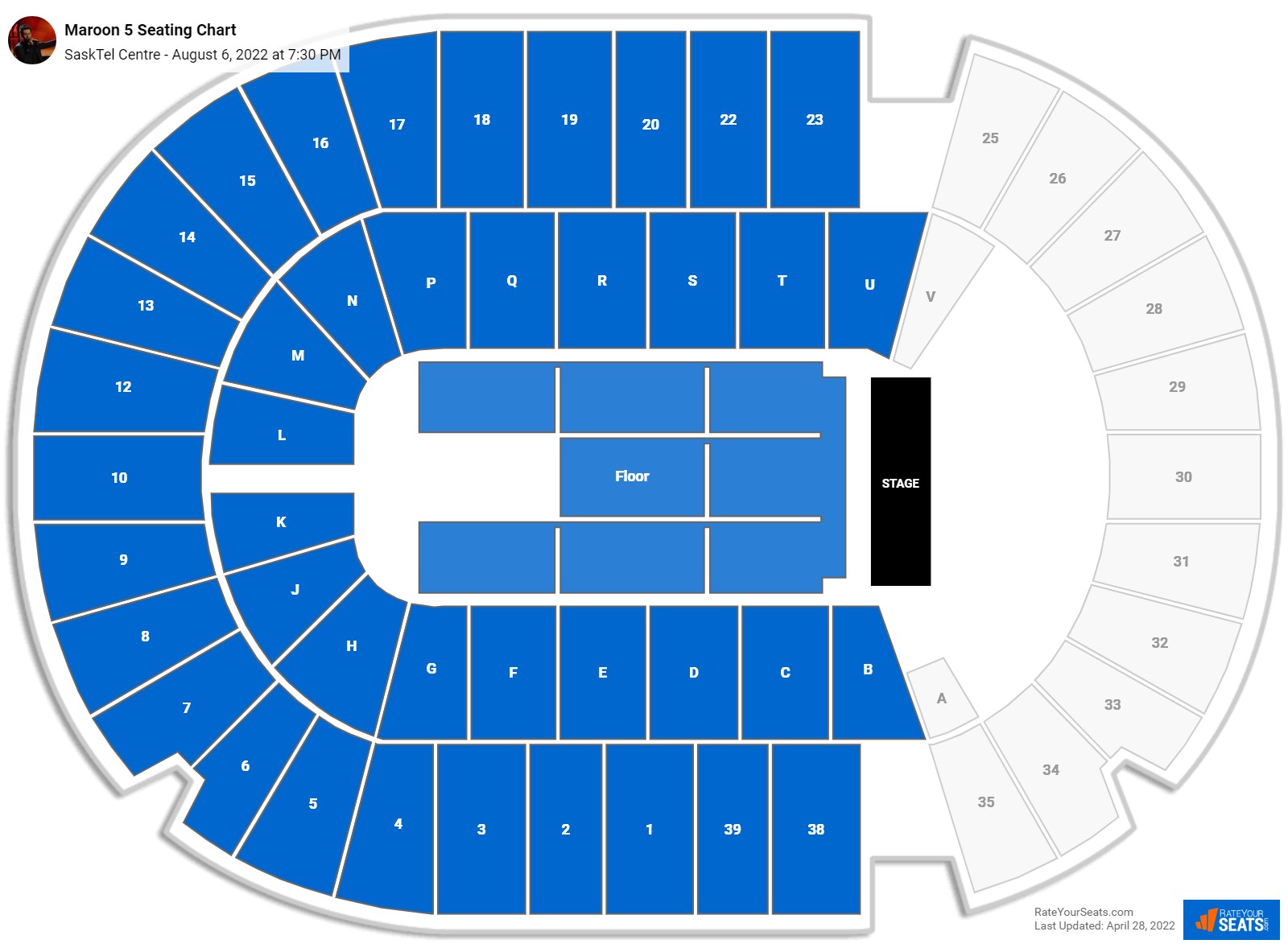 Maroon 5 seating chart SaskTel Centre