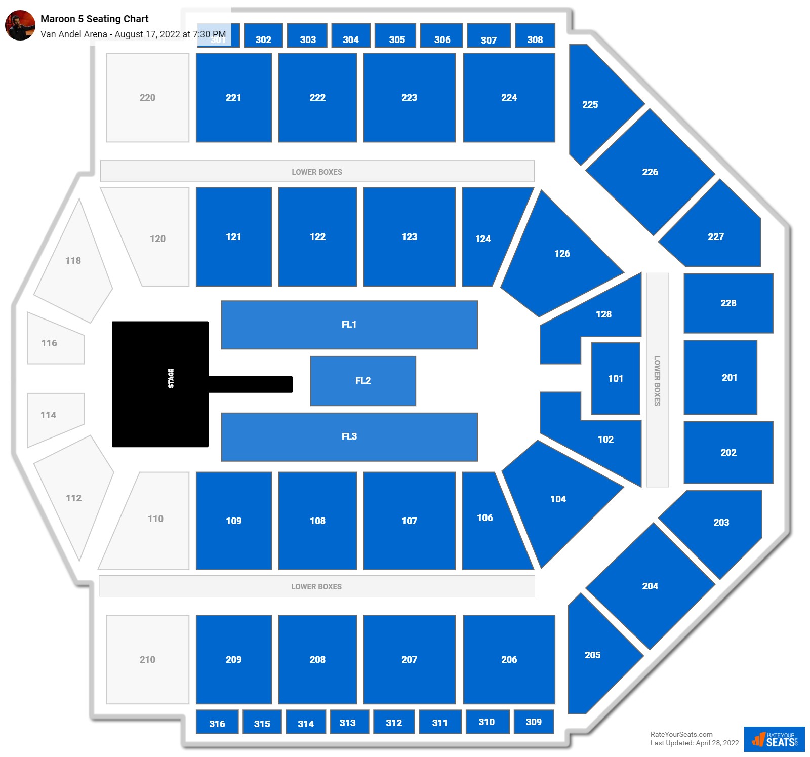 Maroon 5 seating chart Van Andel Arena
