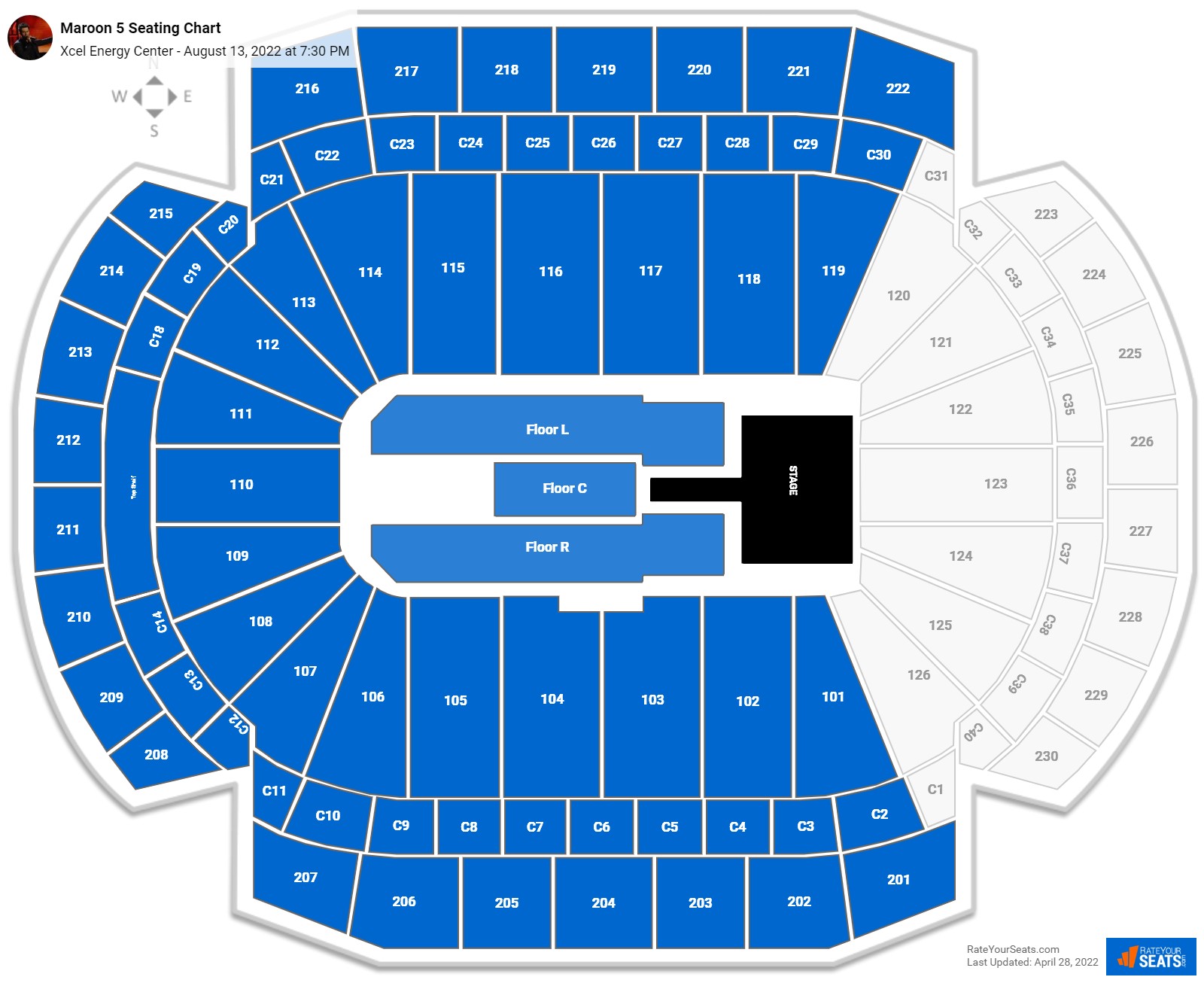 Maroon 5 seating chart Xcel Energy Center