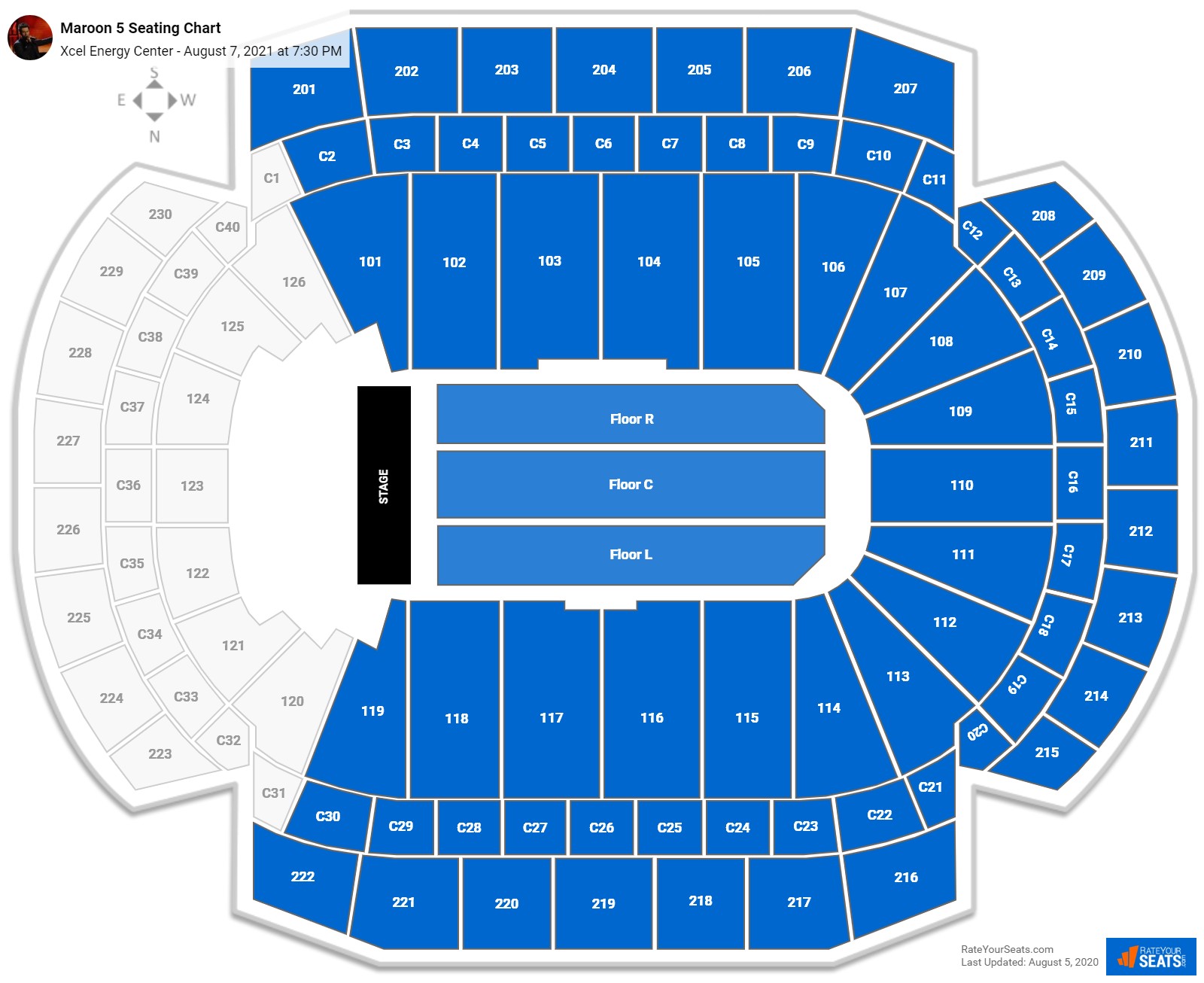 Maroon 5 seating chart Xcel Energy Center