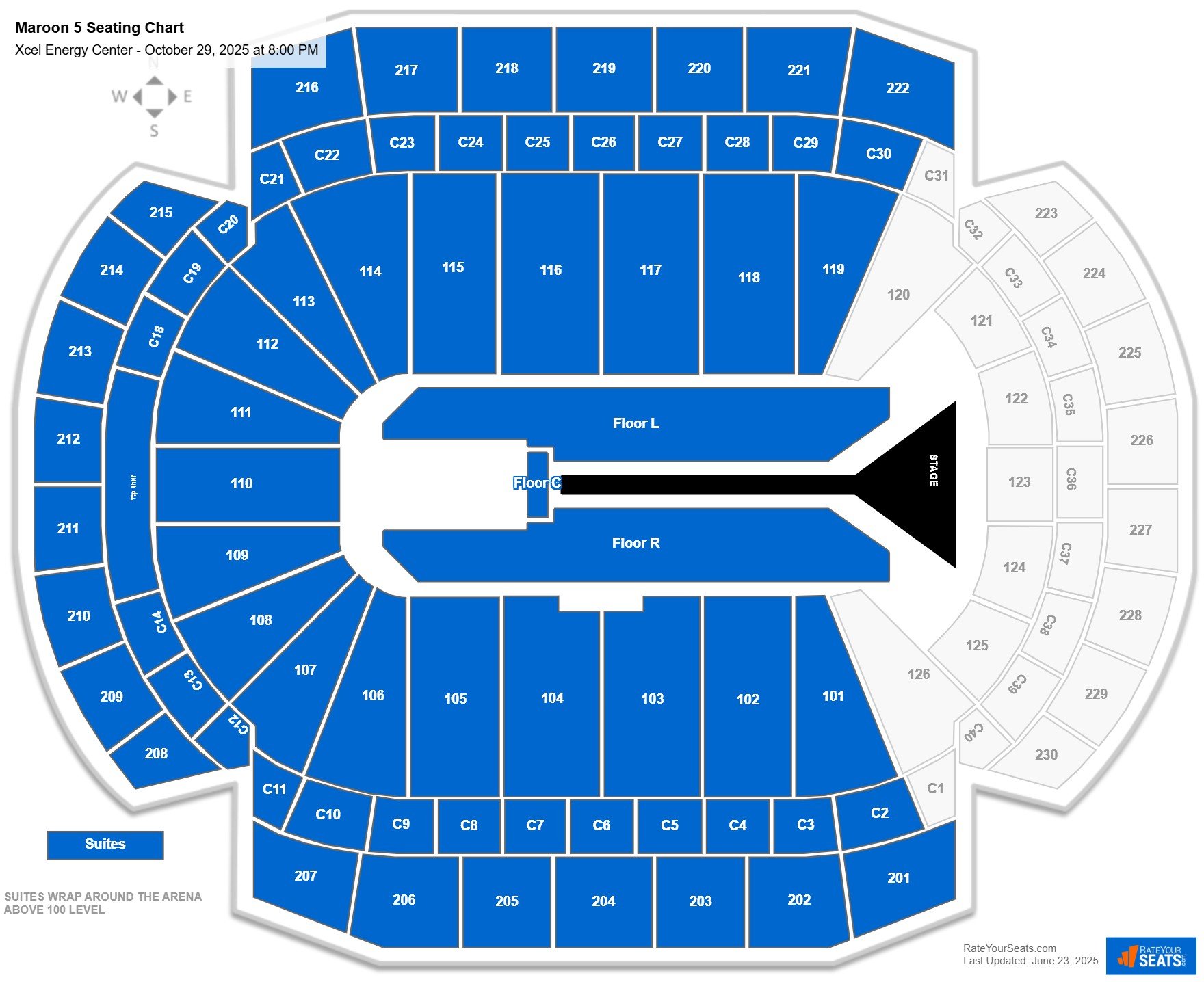 Maroon 5 seating chart Xcel Energy Center