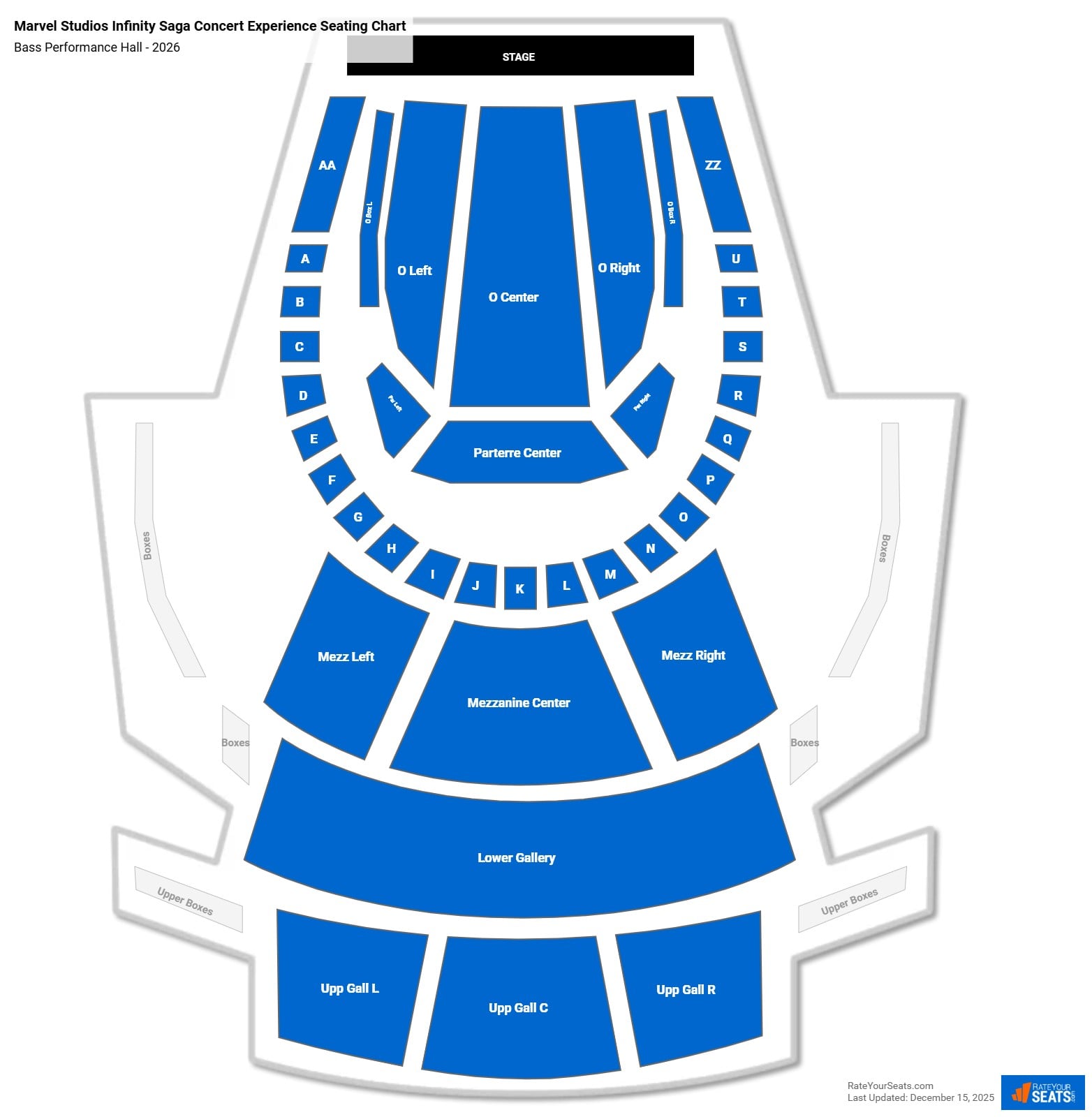 Marvel Studios Infinity Saga Concert Experience seating chart Bass Performance Hall