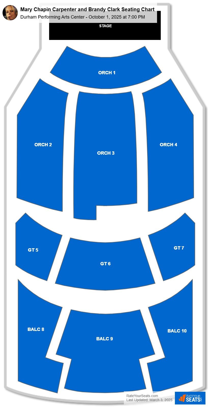 Mary Chapin Carpenter and Brandy Clark seating chart Durham Performing Arts Center
