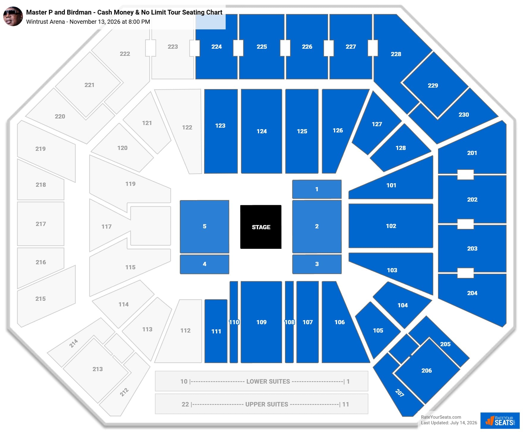 Master P and Birdman - Cash Money & No Limit Tour Seating Chart at Wintrust Arena