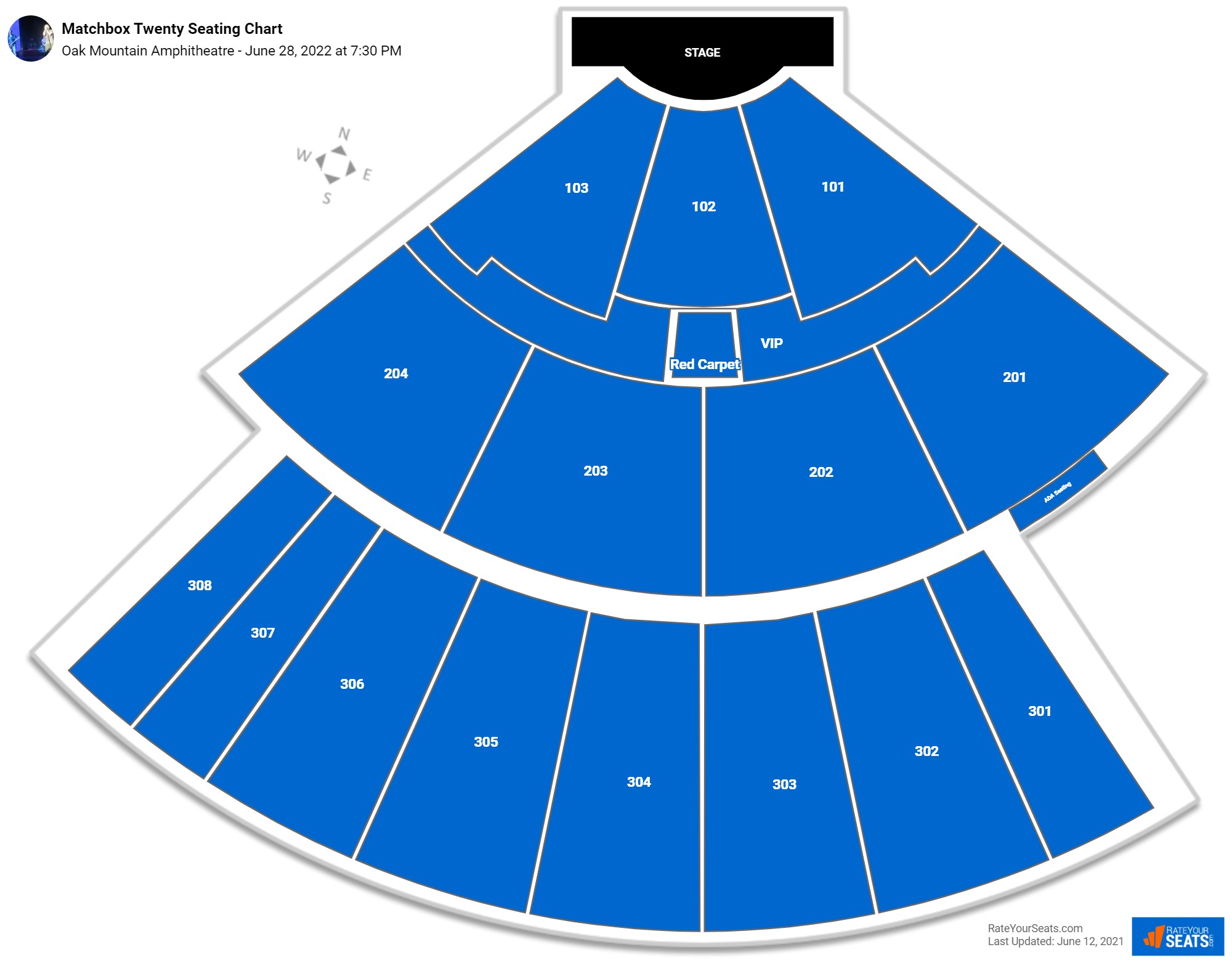 Matchbox Twenty seating chart Oak Mountain Amphitheatre