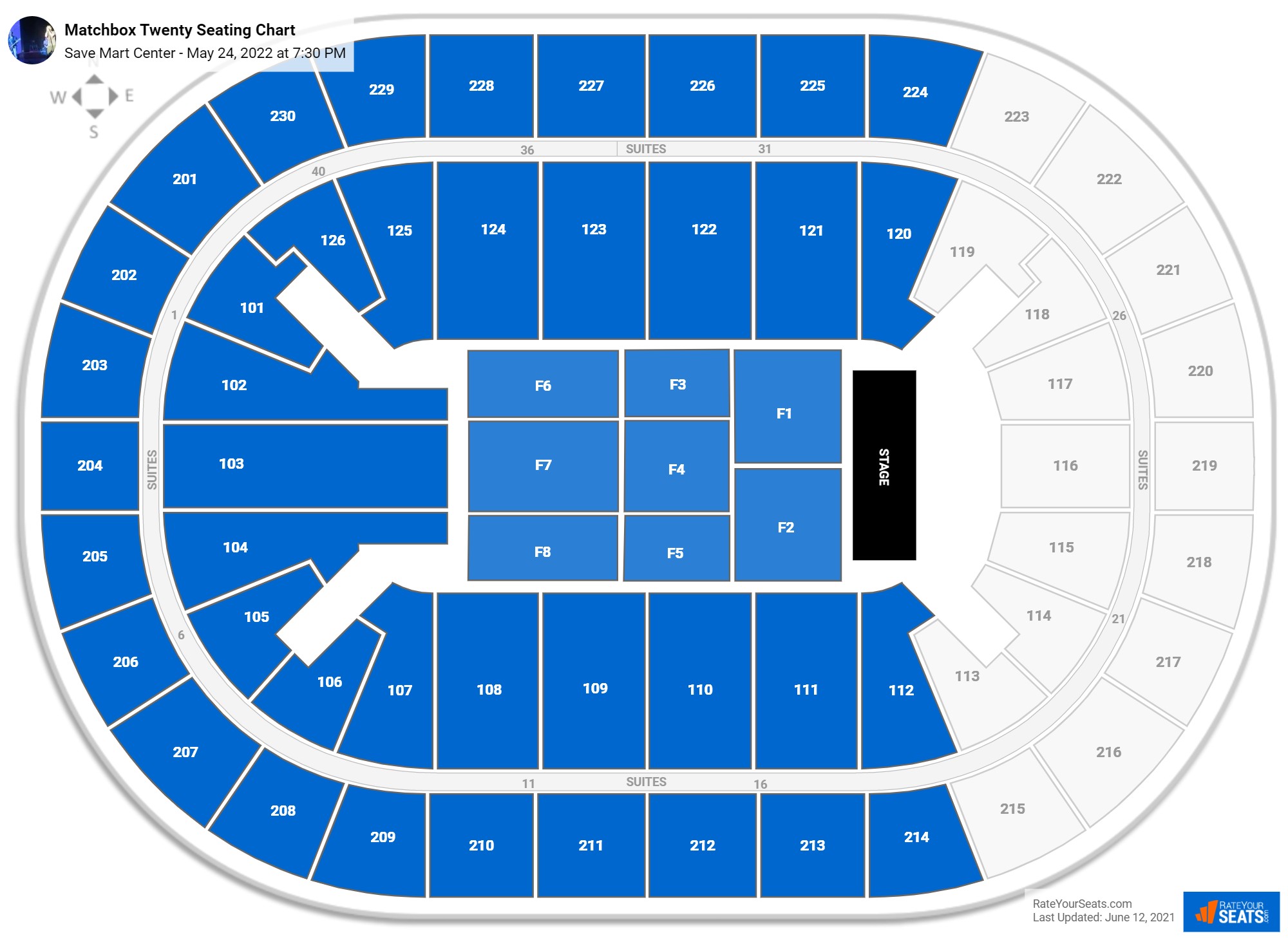 Matchbox Twenty seating chart Save Mart Center