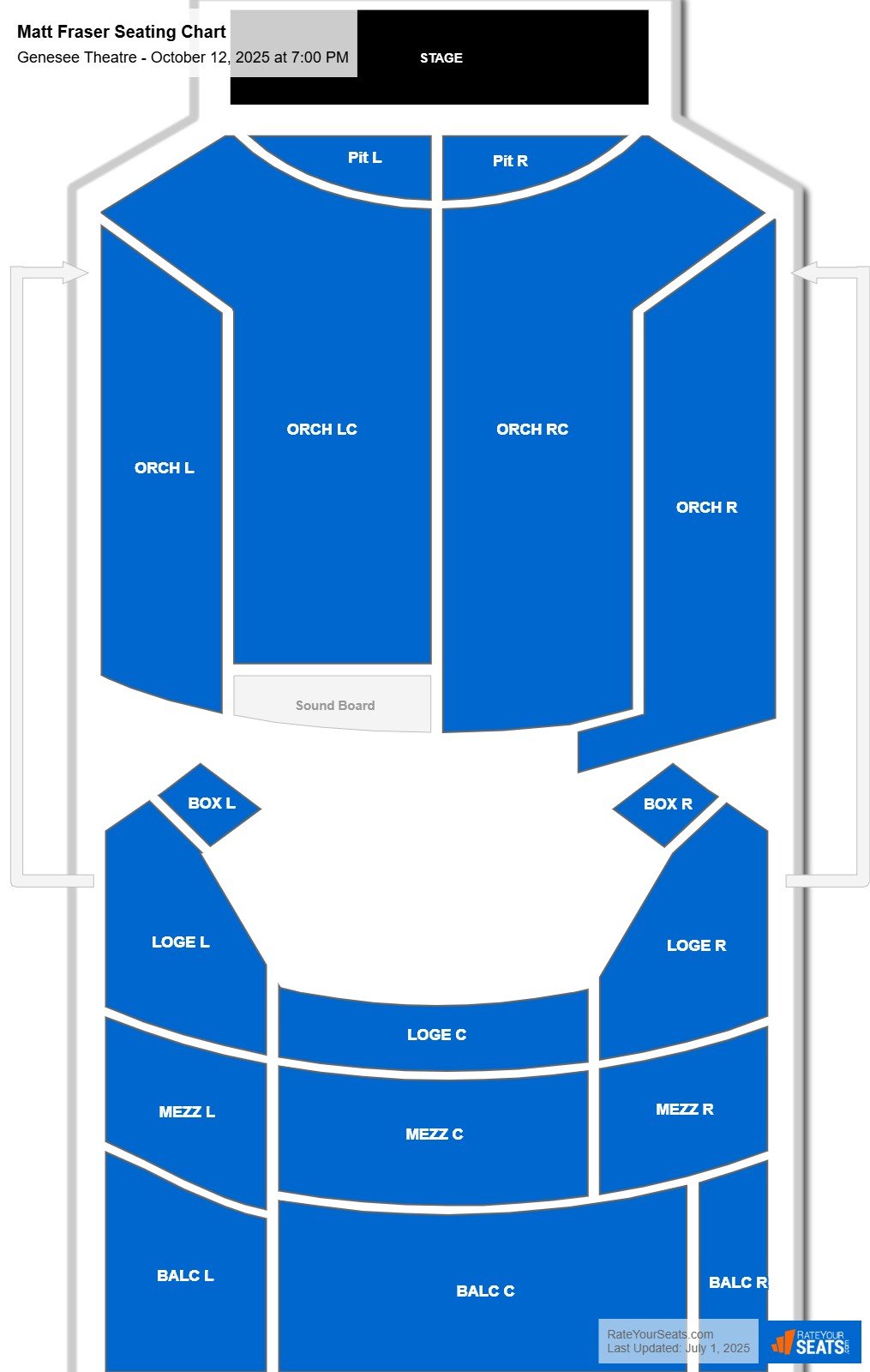 Matt Fraser seating chart Genesee Theatre