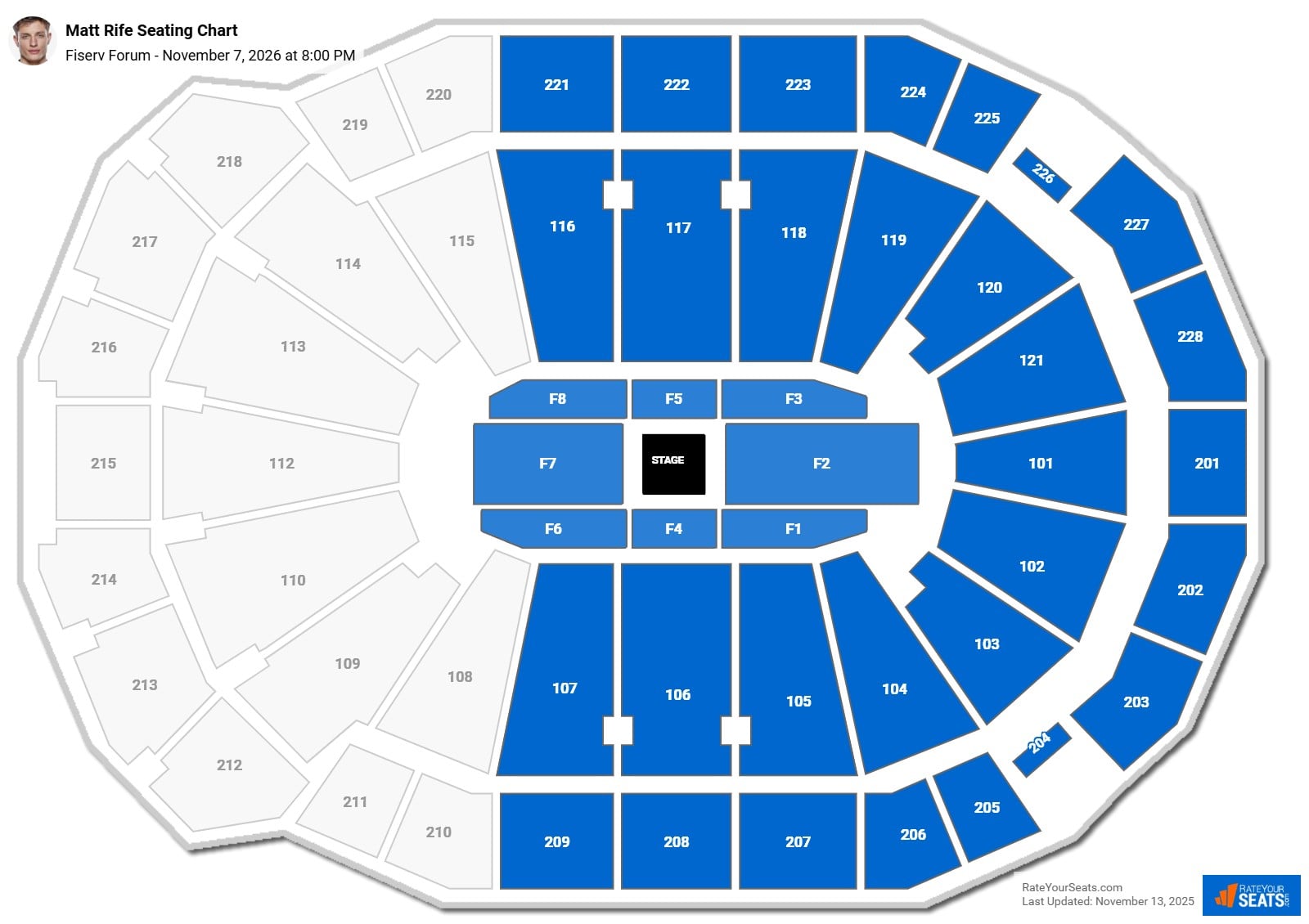 Matt Rife seating chart Fiserv Forum