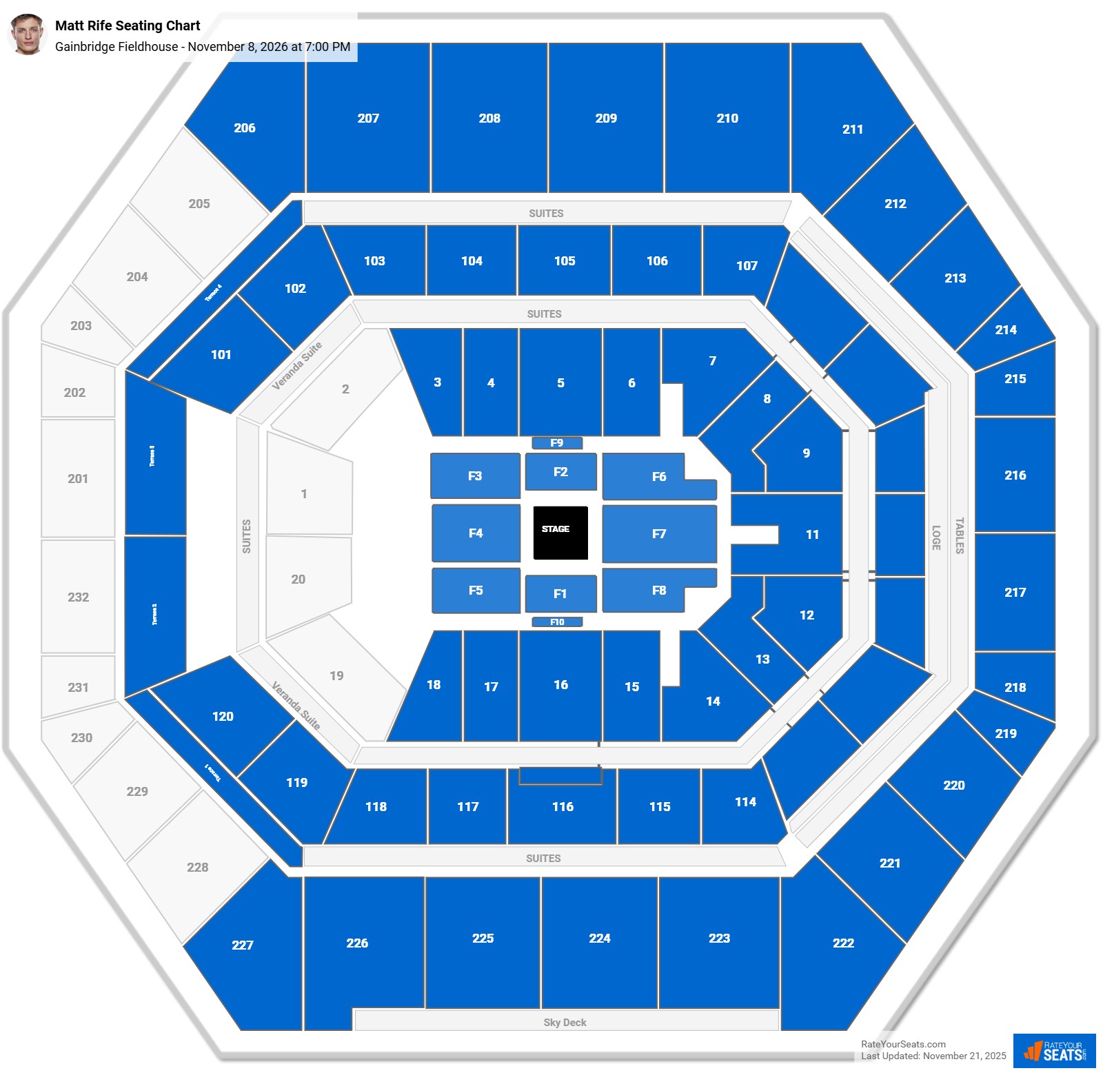 Matt Rife seating chart Gainbridge Fieldhouse