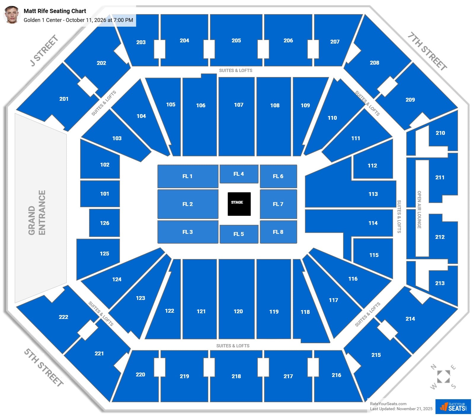 Matt Rife seating chart Golden 1 Center
