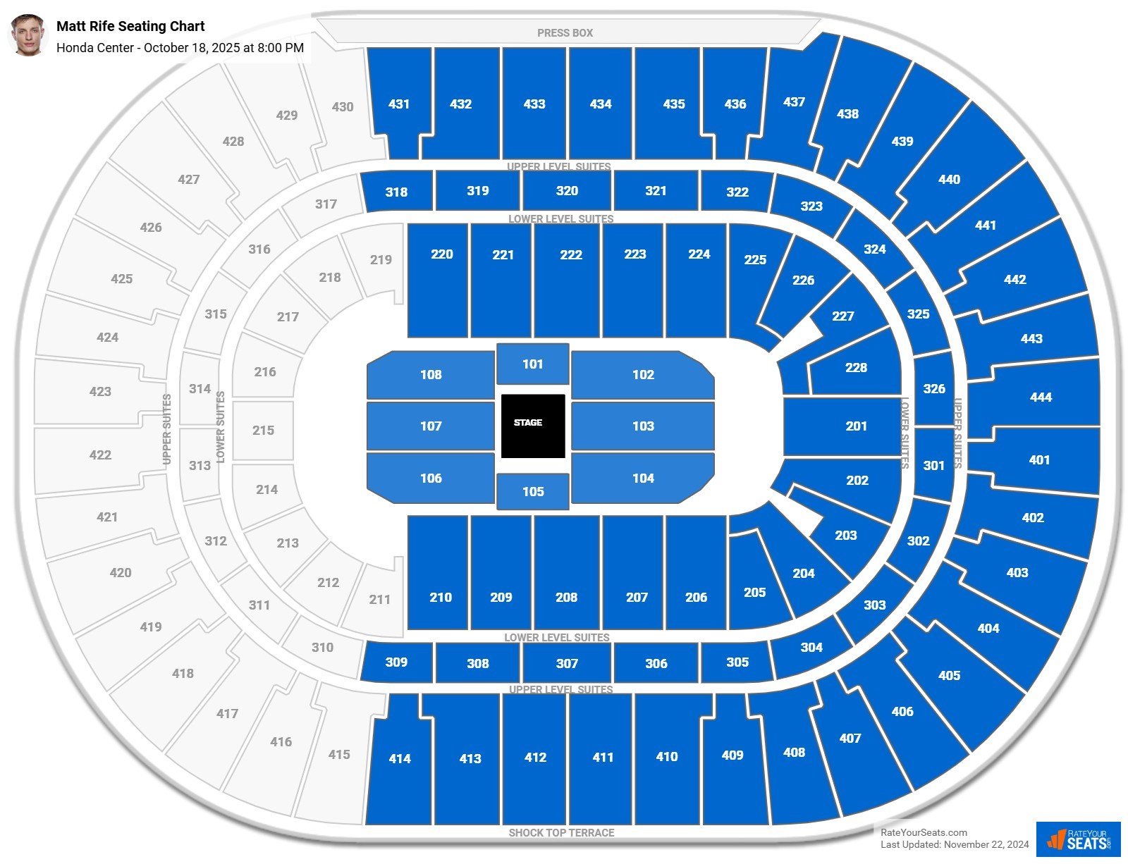 Matt Rife seating chart Honda Center