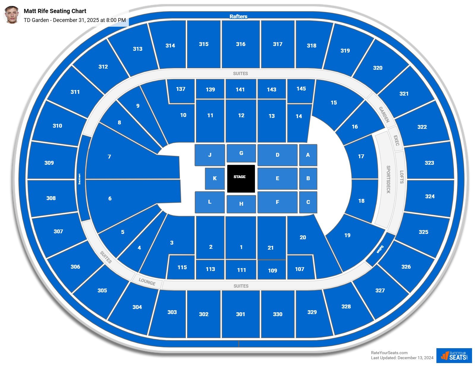 Matt Rife seating chart TD Garden