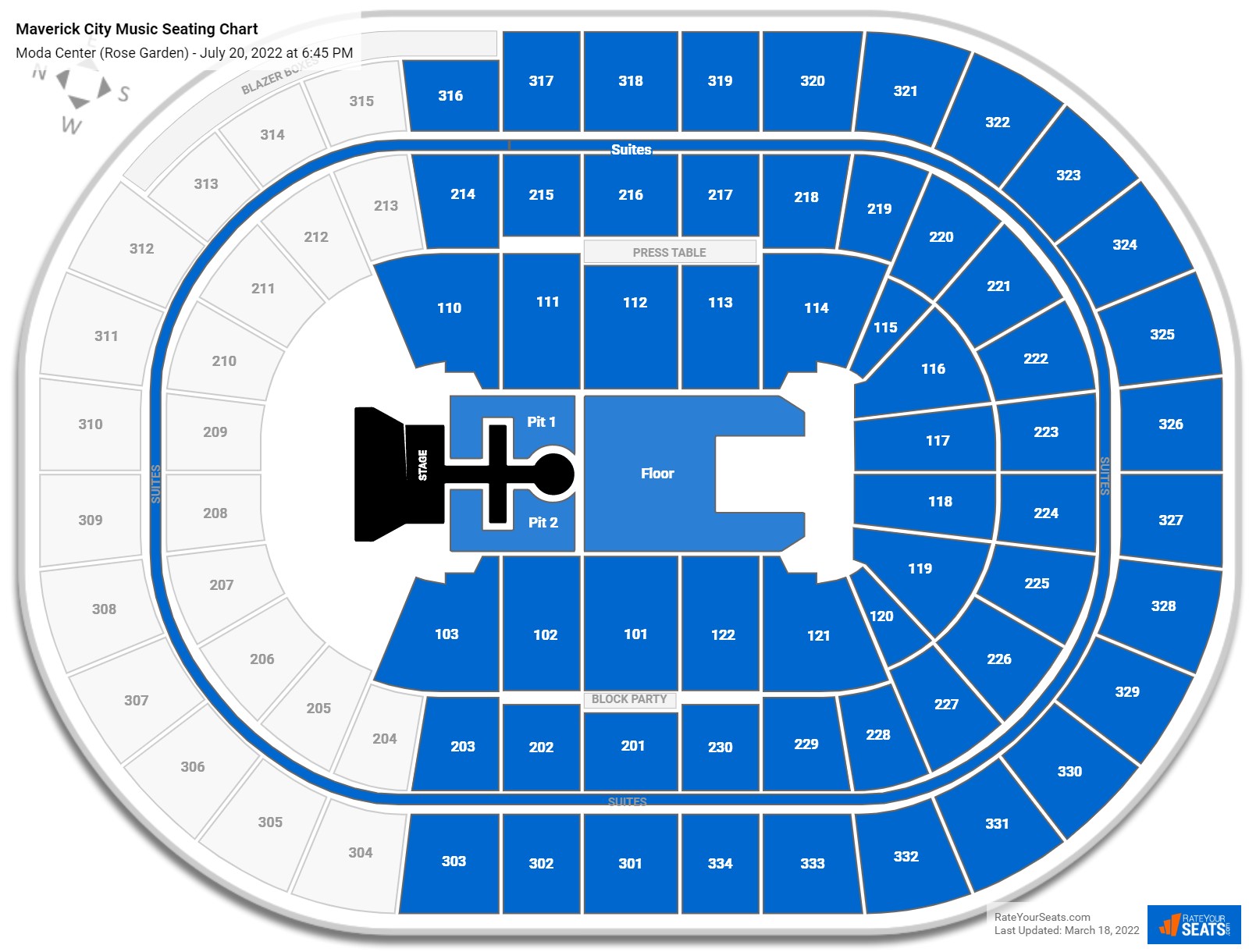 Maverick City Music seating chart Moda Center (Rose Garden)