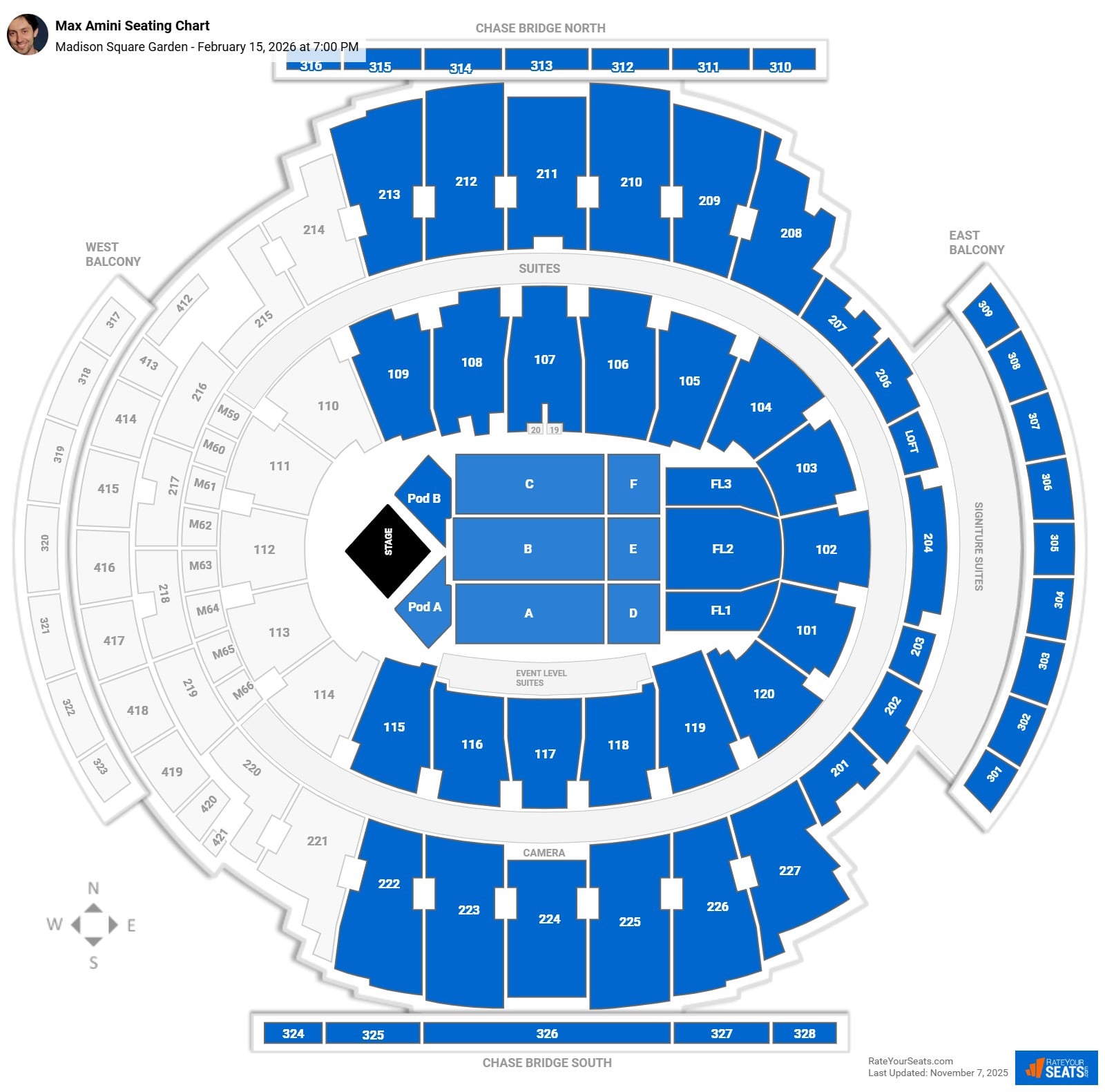 Max Amini seating chart Madison Square Garden