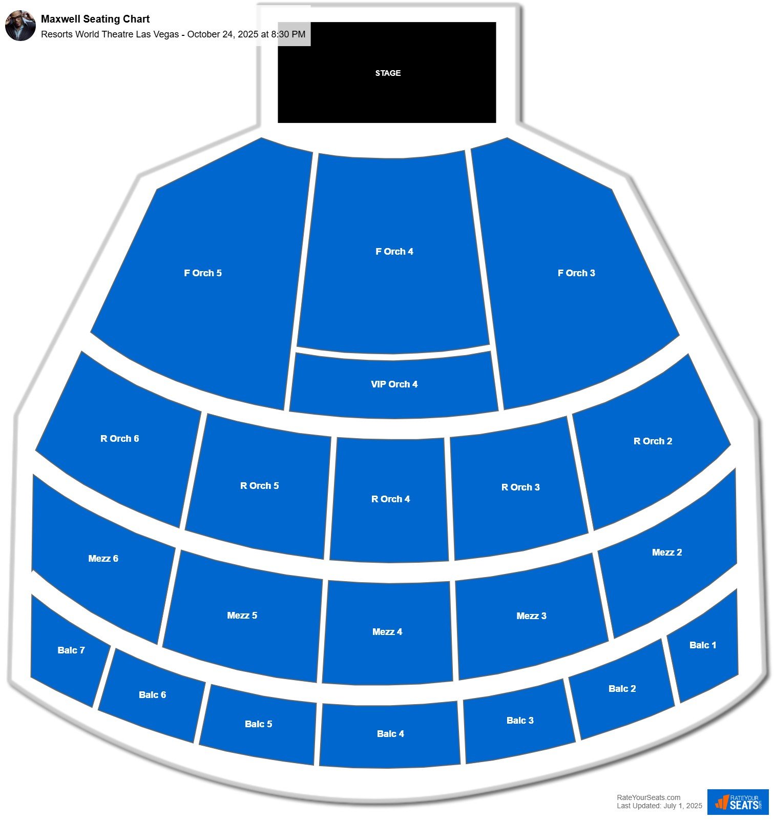 Maxwell seating chart Resorts World Theatre Las Vegas