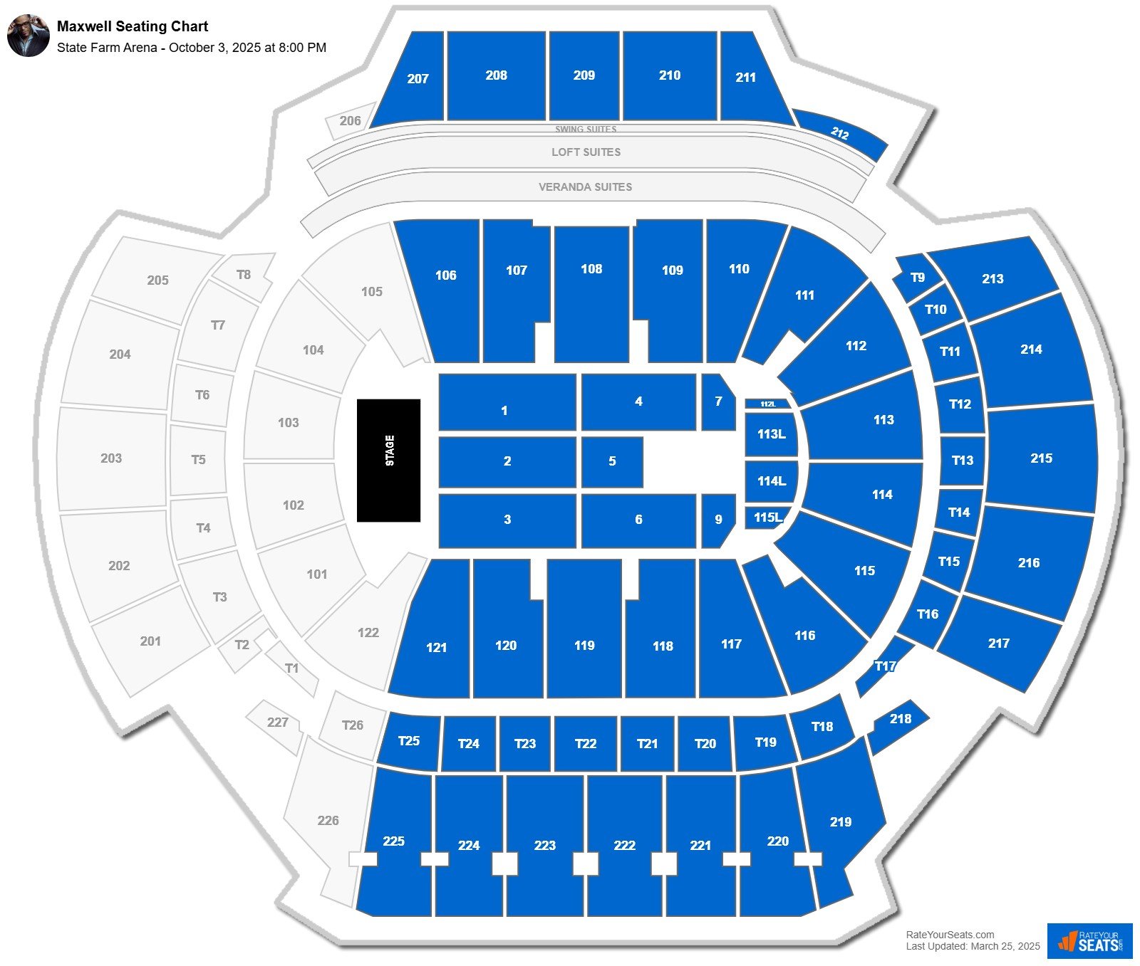 Maxwell seating chart State Farm Arena