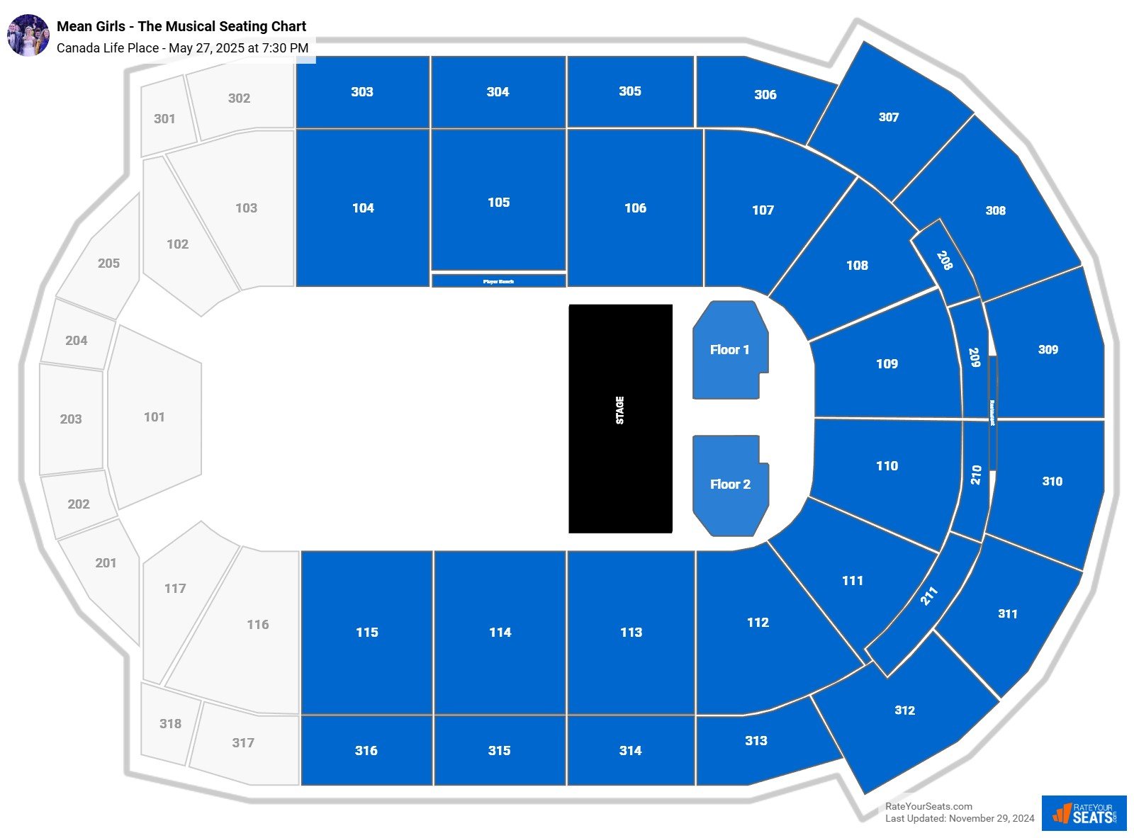 Mean Girls - The Musical seating chart Canada Life Place