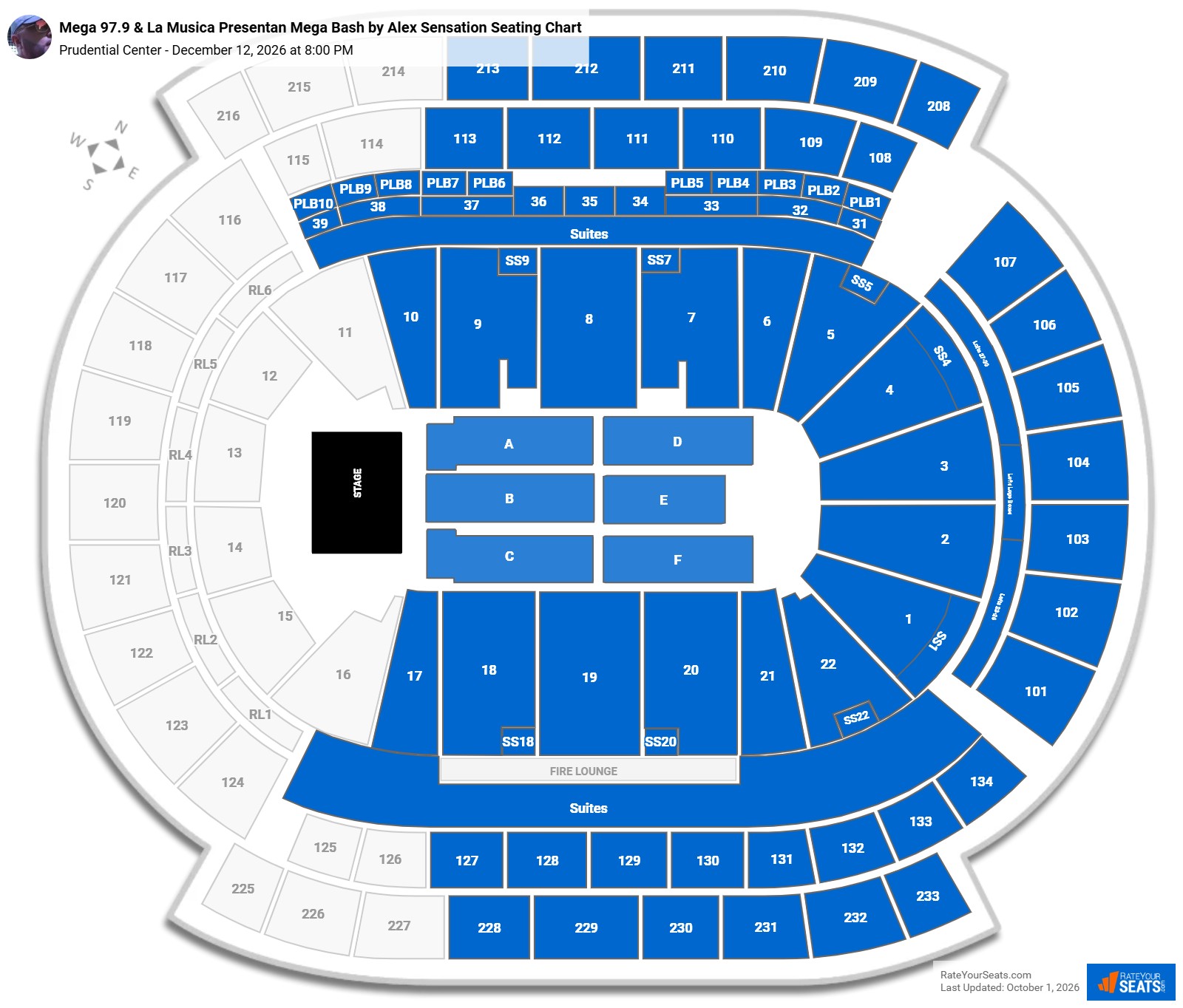 Mega 97.9 & La Musica Presentan Mega Bash by Alex Sensation Seating Chart at Prudential Center