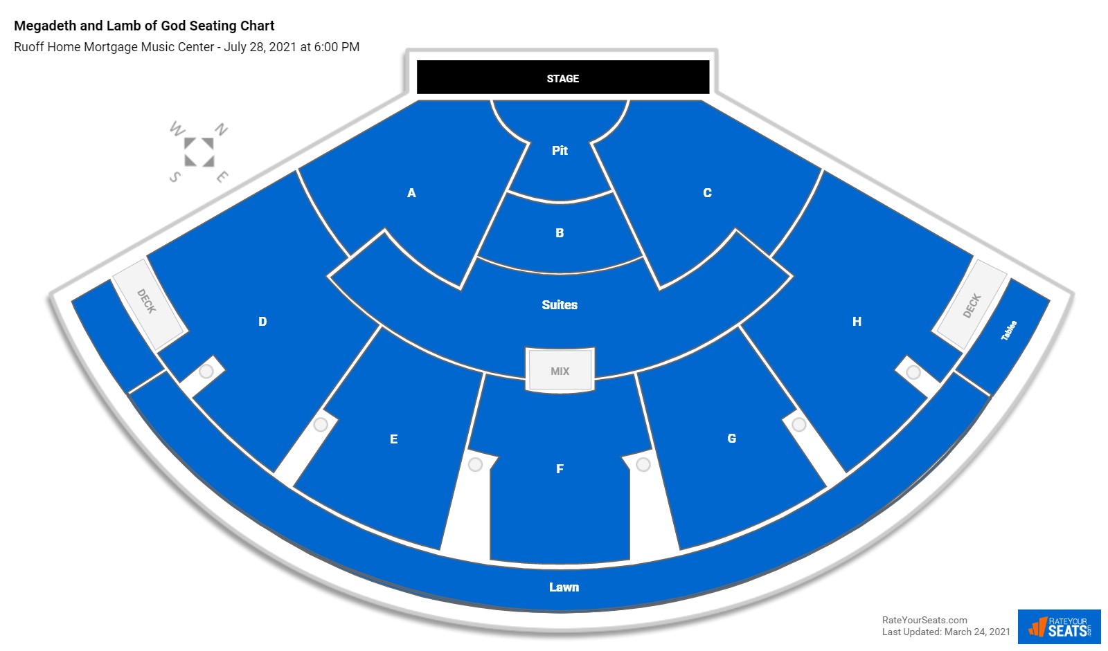 Megadeth and Lamb of God seating chart Ruoff Home Mortgage Music Center